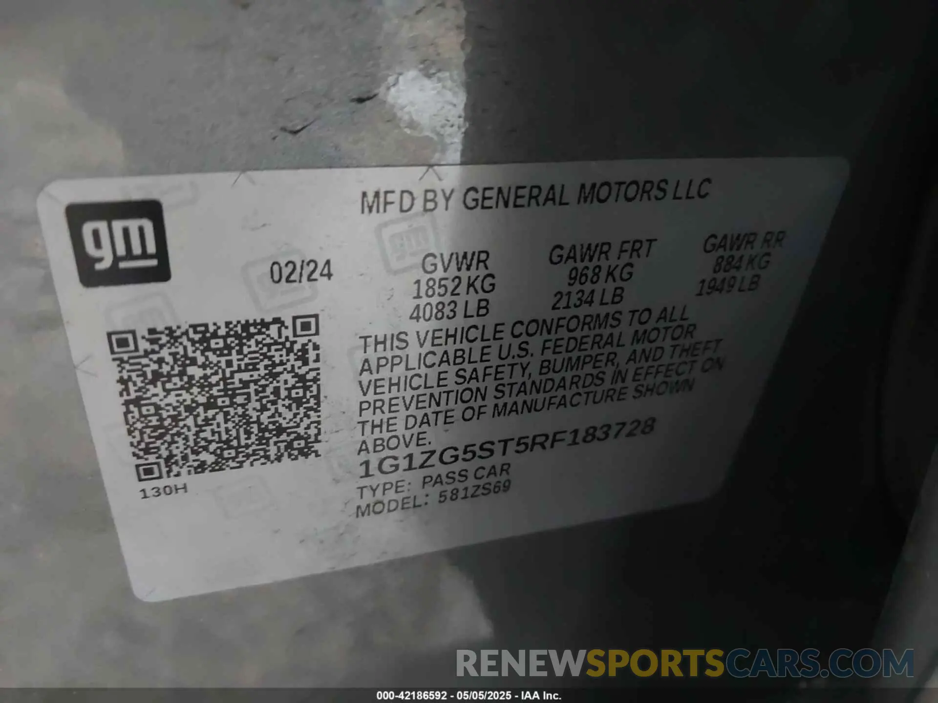 9 Photograph of a damaged car 1G1ZG5ST5RF183728 CHEVROLET MALIBU 2024