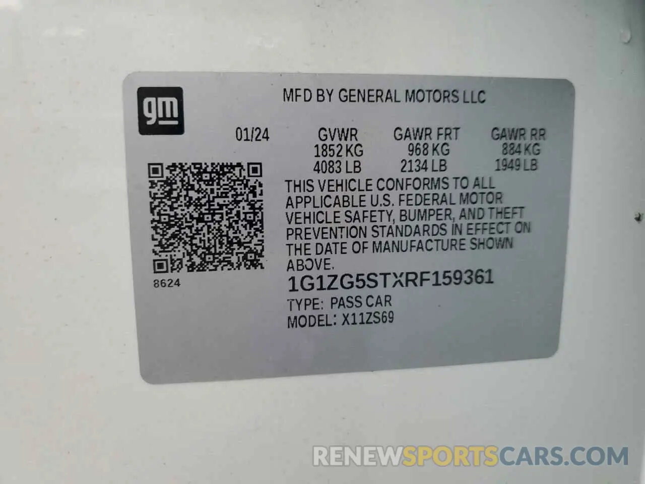 13 Photograph of a damaged car 1G1ZG5STXRF159361 CHEVROLET MALIBU 2024