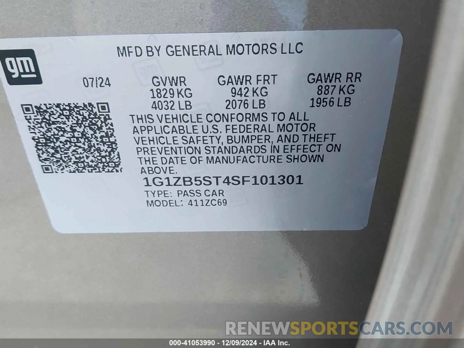 9 Фотография поврежденного автомобиля 1G1ZB5ST4SF101301 CHEVROLET MALIBU 2025