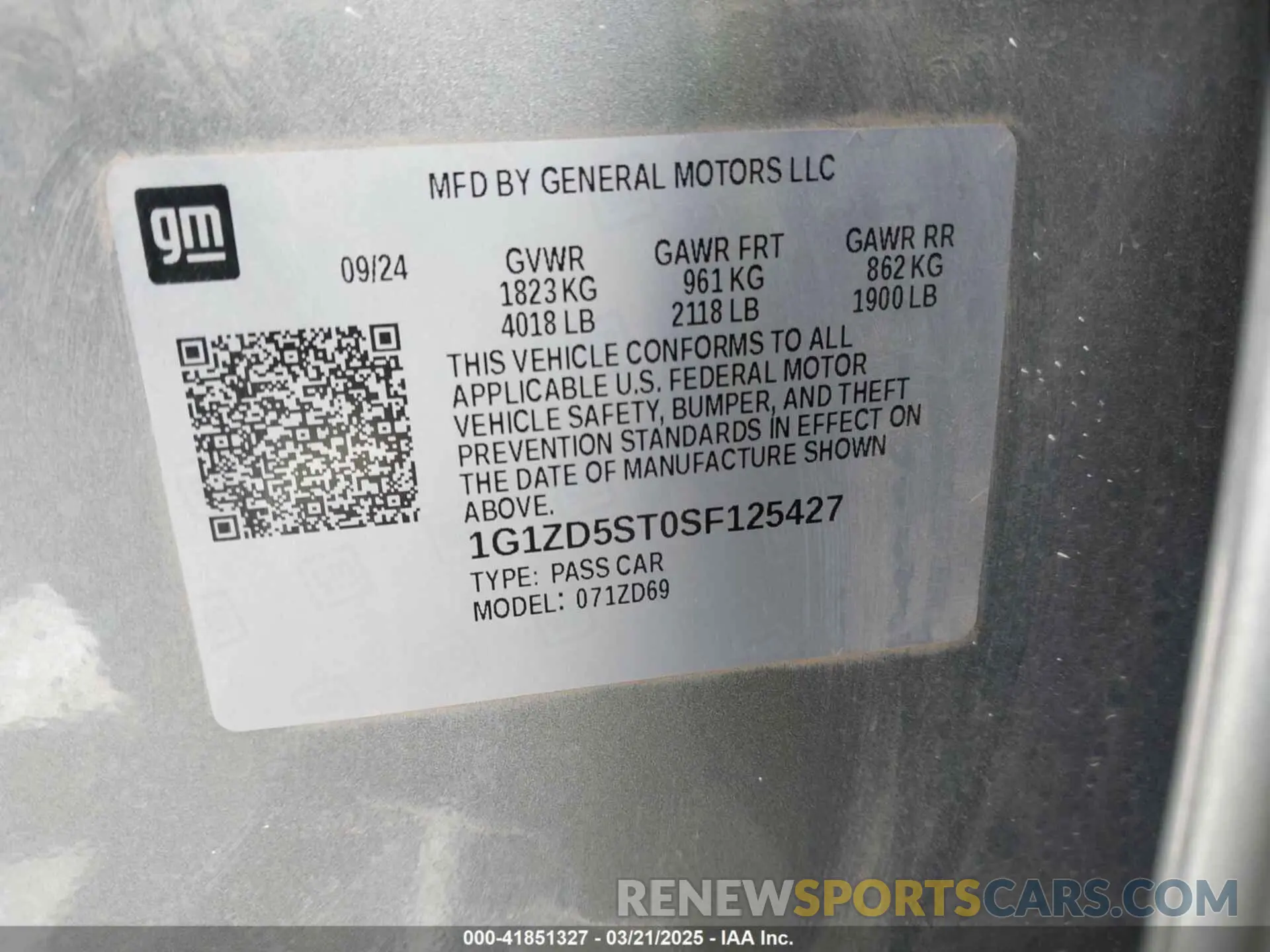 9 Фотография поврежденного автомобиля 1G1ZD5ST0SF125427 CHEVROLET MALIBU 2025