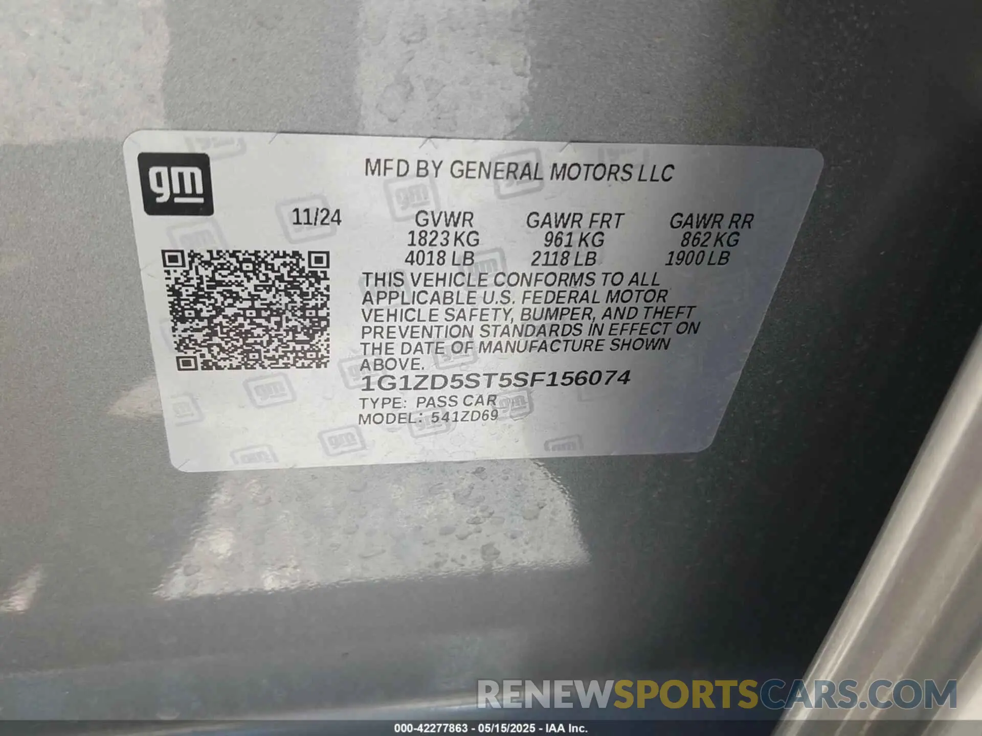 9 Фотография поврежденного автомобиля 1G1ZD5ST5SF156074 CHEVROLET MALIBU 2025