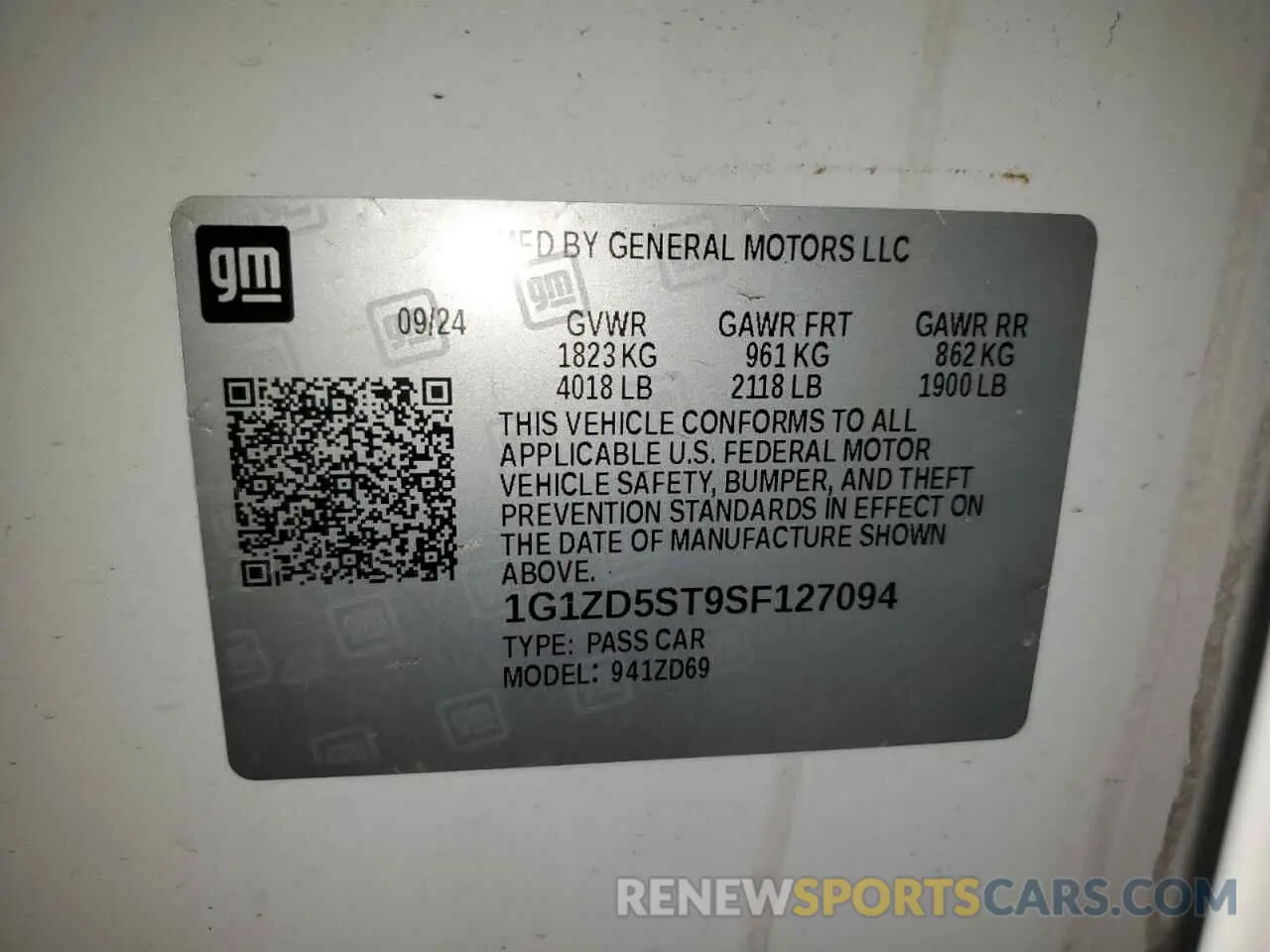 12 Фотография поврежденного автомобиля 1G1ZD5ST9SF127094 CHEVROLET MALIBU 2025