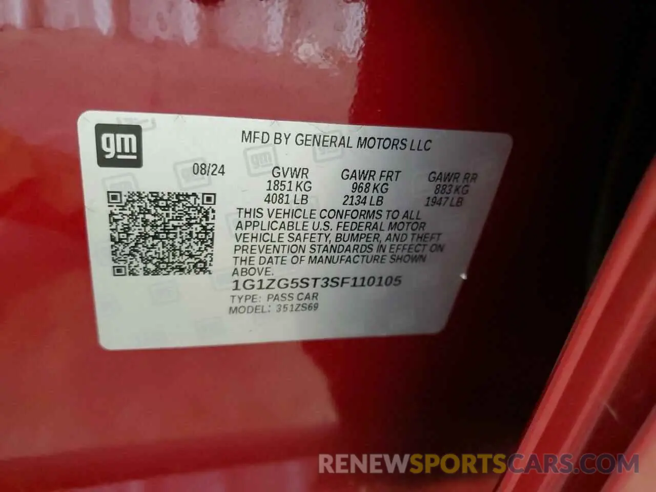 12 Фотография поврежденного автомобиля 1G1ZG5ST3SF110105 CHEVROLET MALIBU 2025