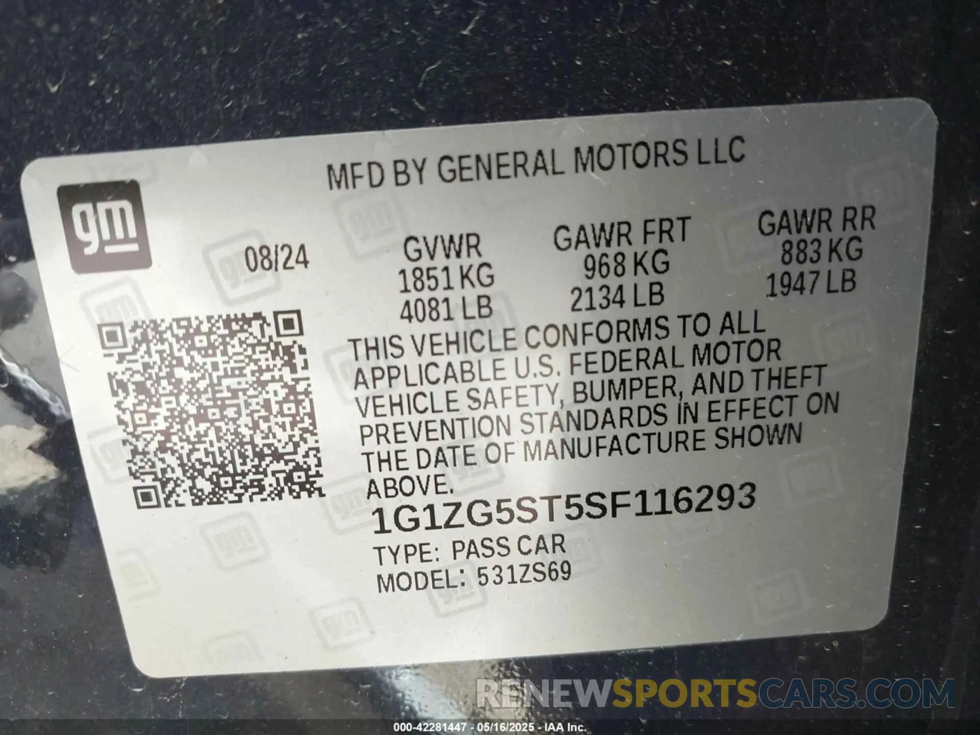 9 Фотография поврежденного автомобиля 1G1ZG5ST5SF116293 CHEVROLET MALIBU 2025