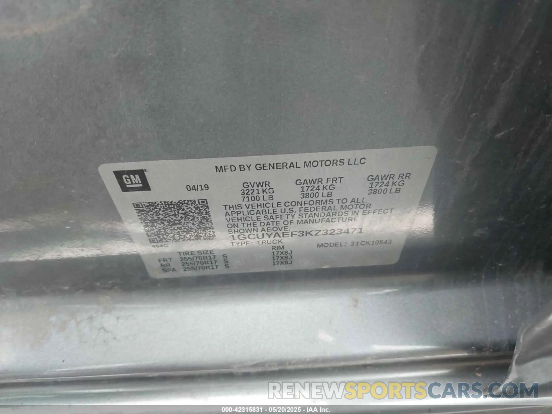 9 Photograph of a damaged car 1GCUYAEF3KZ323471 CHEVROLET SILVERADO 1500 2019