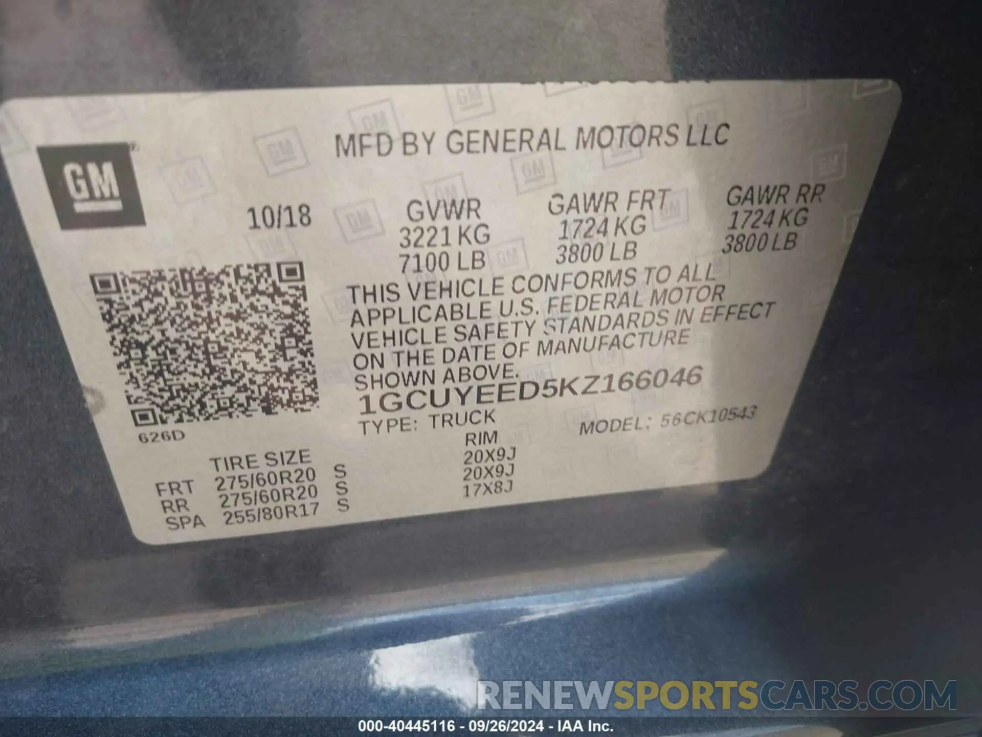 9 Photograph of a damaged car 1GCUYEED5KZ166046 CHEVROLET SILVERADO 1500 2019
