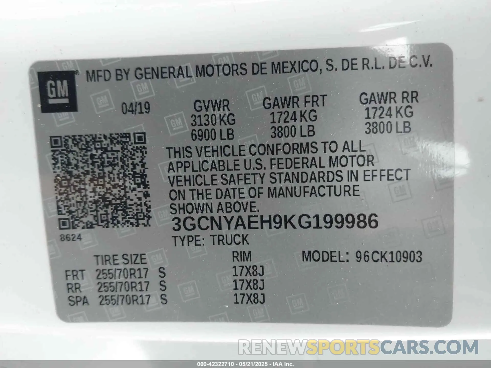 9 Photograph of a damaged car 3GCNYAEH9KG199986 CHEVROLET SILVERADO 1500 2019