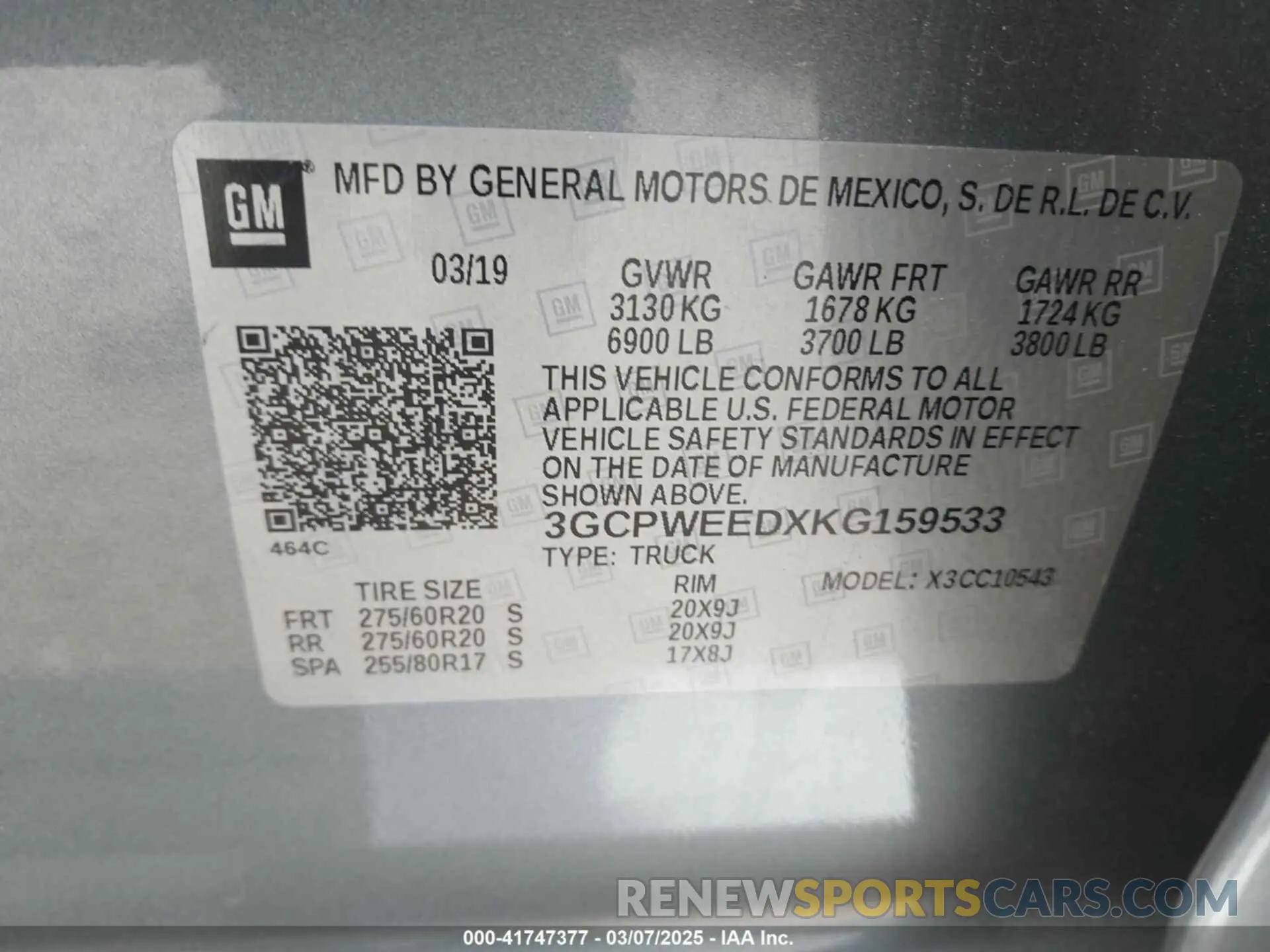 9 Фотография поврежденного автомобиля 3GCPWEEDXKG159533 CHEVROLET SILVERADO 1500 2019