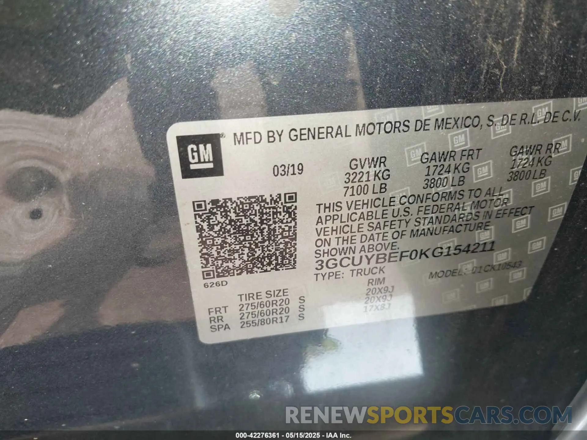 9 Фотография поврежденного автомобиля 3GCUYBEF0KG154211 CHEVROLET SILVERADO 1500 2019