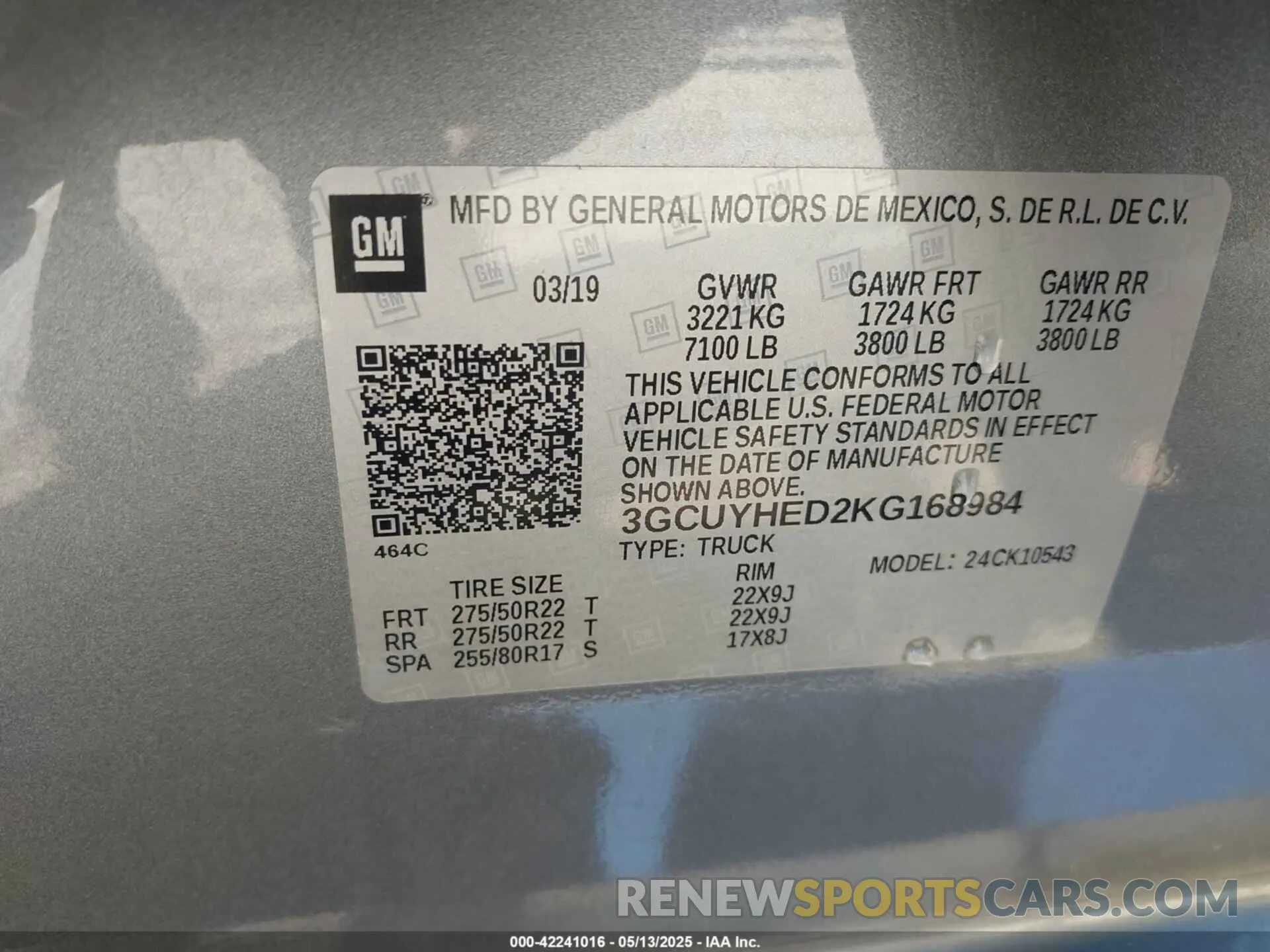 9 Фотография поврежденного автомобиля 3GCUYHED2KG168984 CHEVROLET SILVERADO 1500 2019