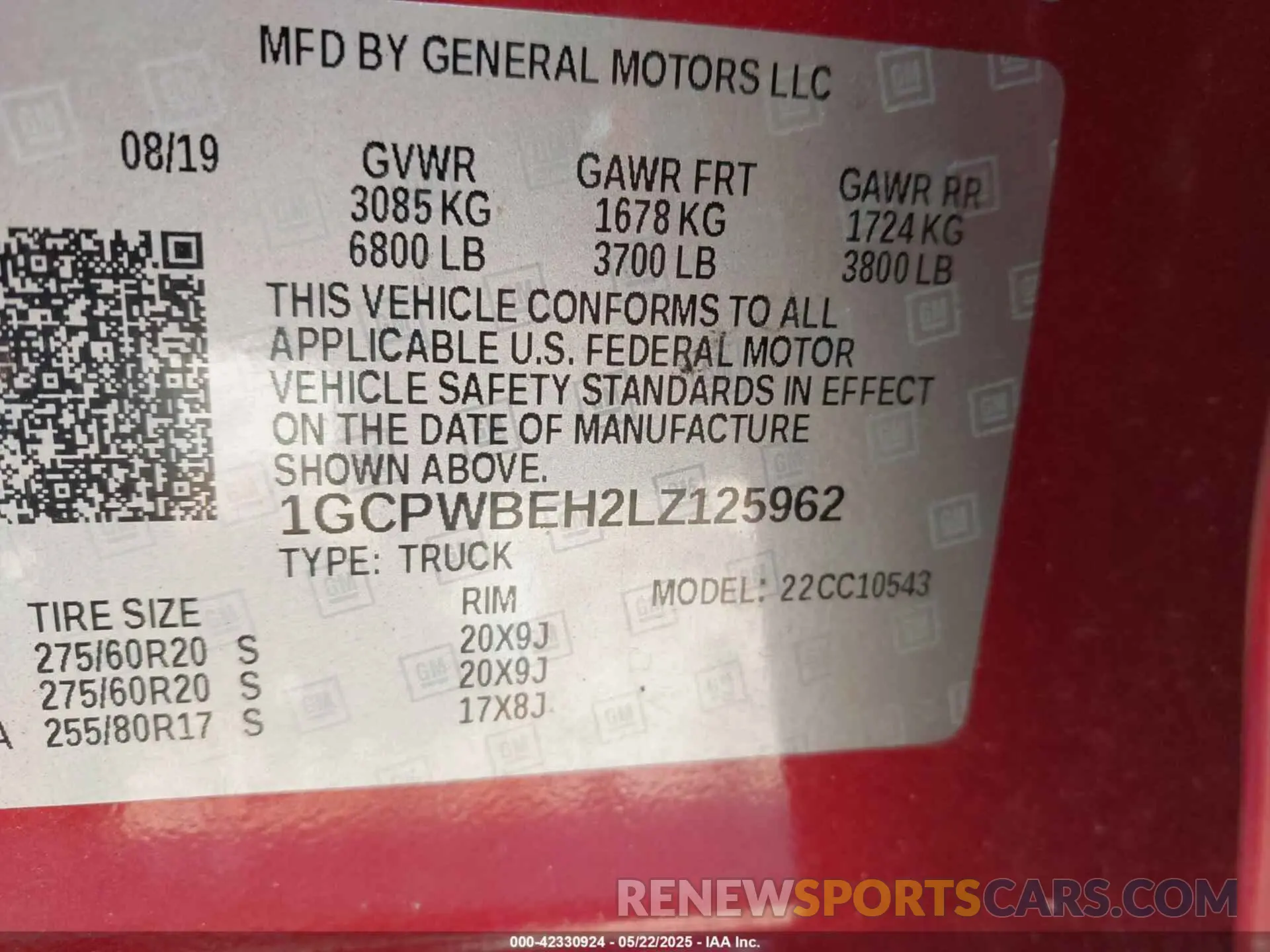 9 Фотография поврежденного автомобиля 1GCPWBEH2LZ125962 CHEVROLET SILVERADO 1500 2020