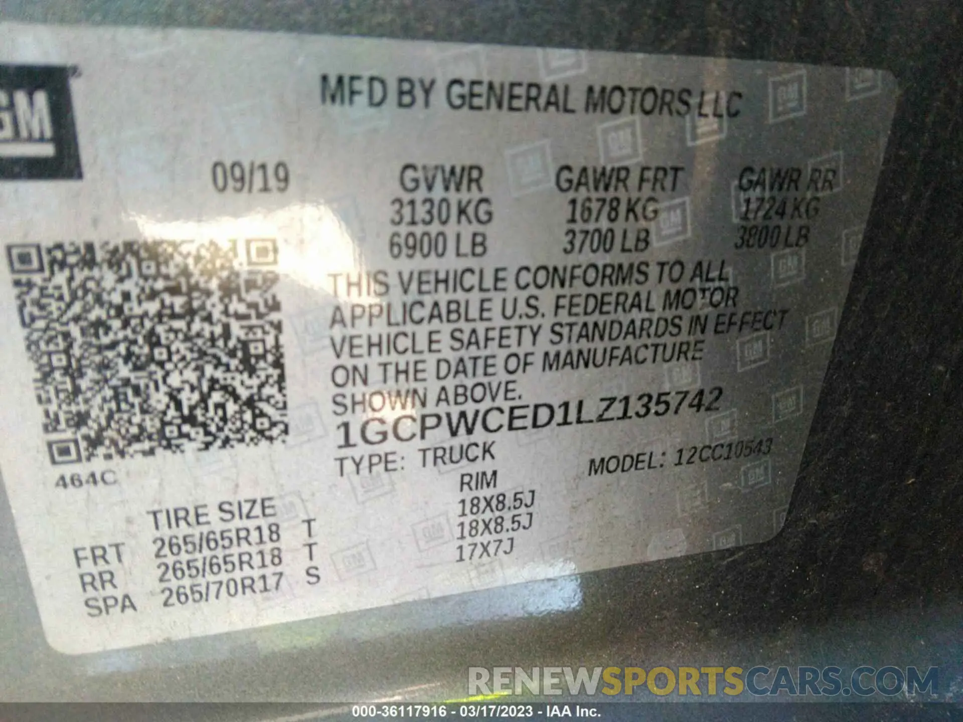 9 Photograph of a damaged car 1GCPWCED1LZ135742 CHEVROLET SILVERADO 1500 2020