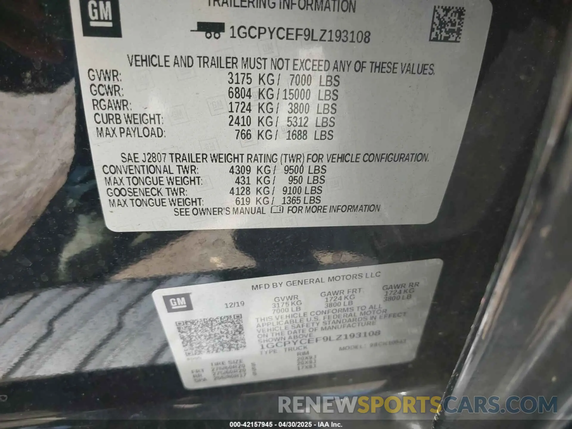 9 Фотография поврежденного автомобиля 1GCPYCEF9LZ193108 CHEVROLET SILVERADO 1500 2020