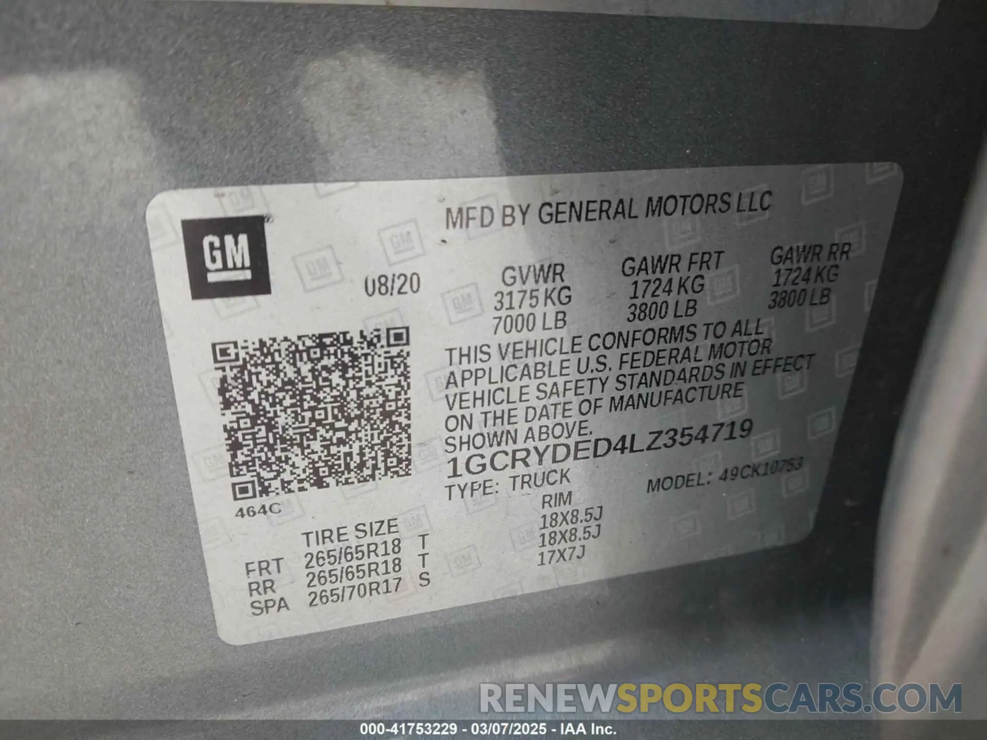 9 Фотография поврежденного автомобиля 1GCRYDED4LZ354719 CHEVROLET SILVERADO 1500 2020