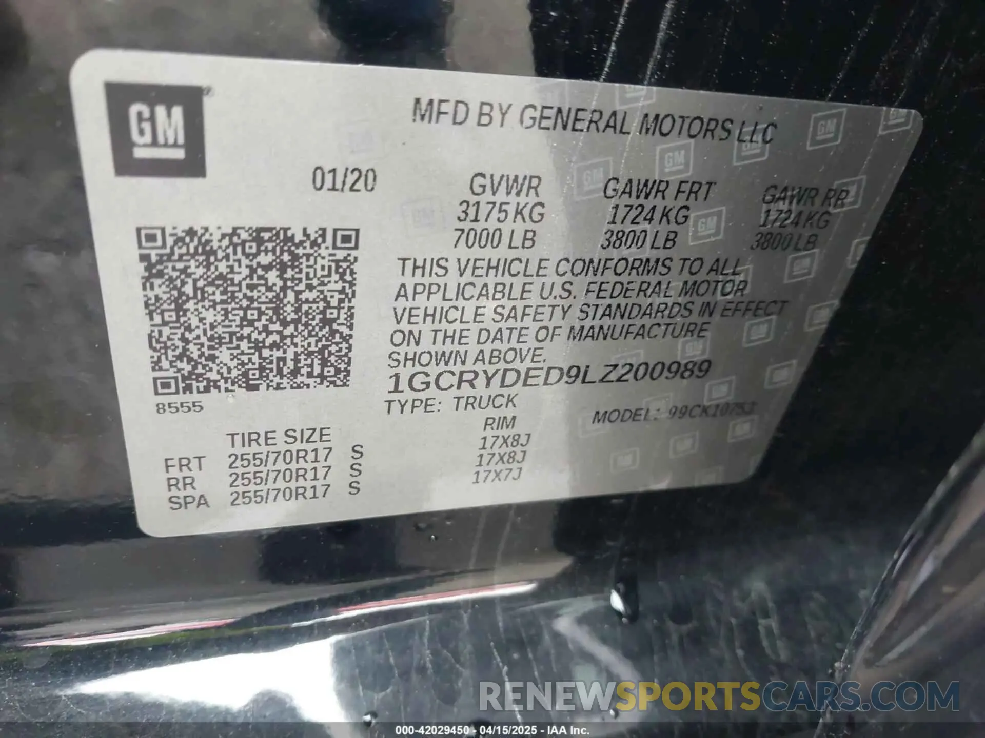 9 Photograph of a damaged car 1GCRYDED9LZ200989 CHEVROLET SILVERADO 1500 2020