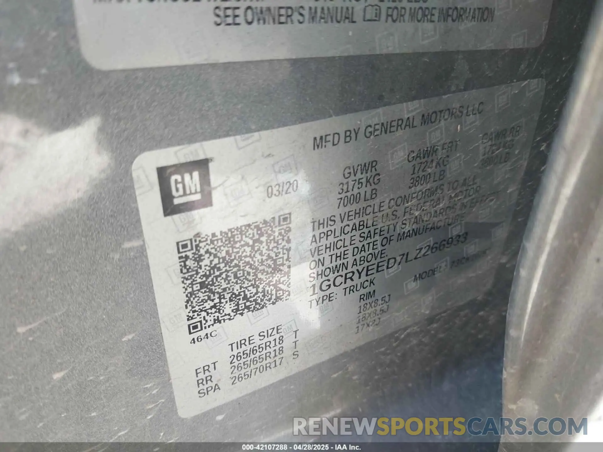 9 Photograph of a damaged car 1GCRYEED7LZ266933 CHEVROLET SILVERADO 1500 2020