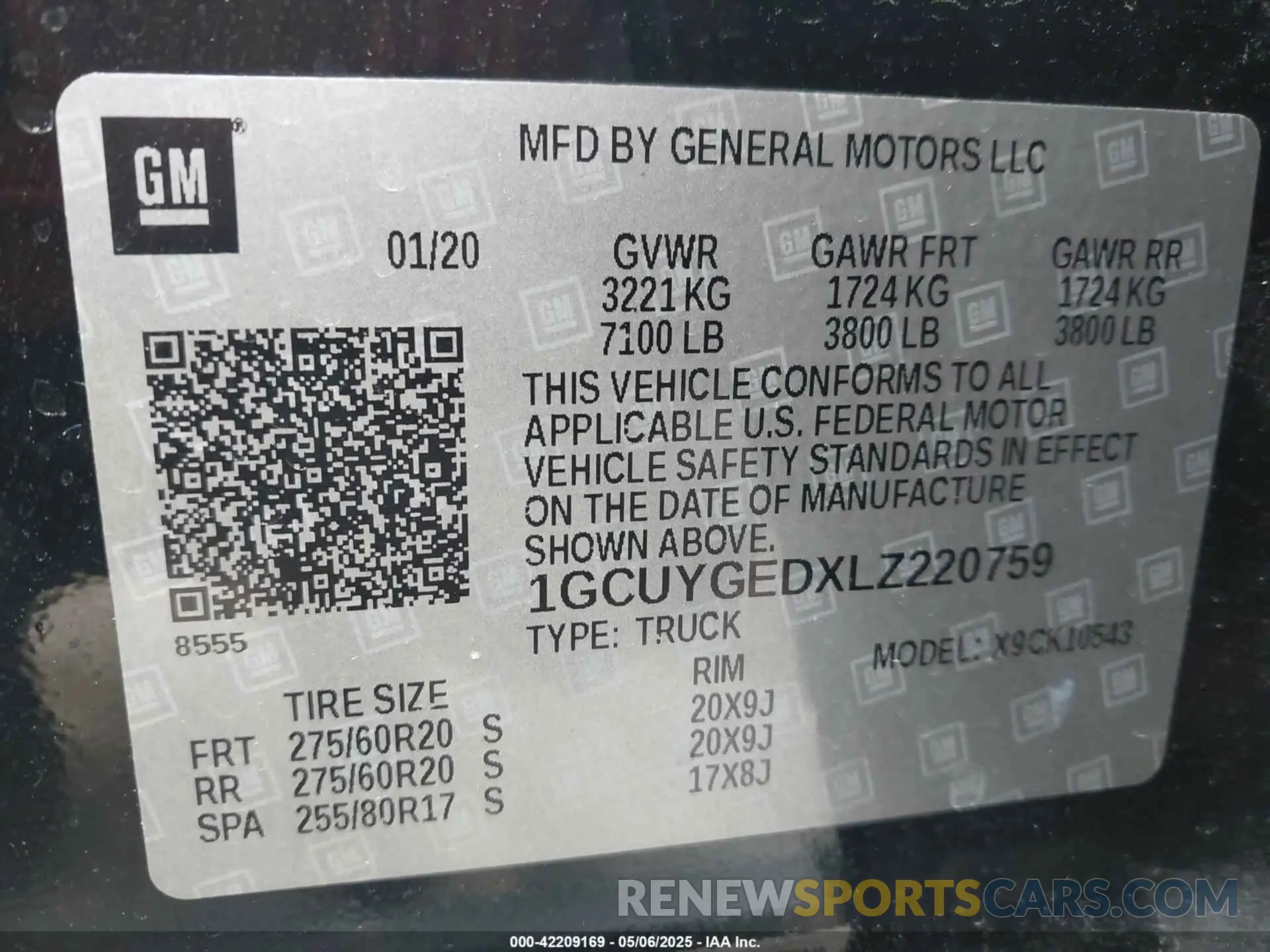 9 Photograph of a damaged car 1GCUYGEDXLZ220759 CHEVROLET SILVERADO 1500 2020