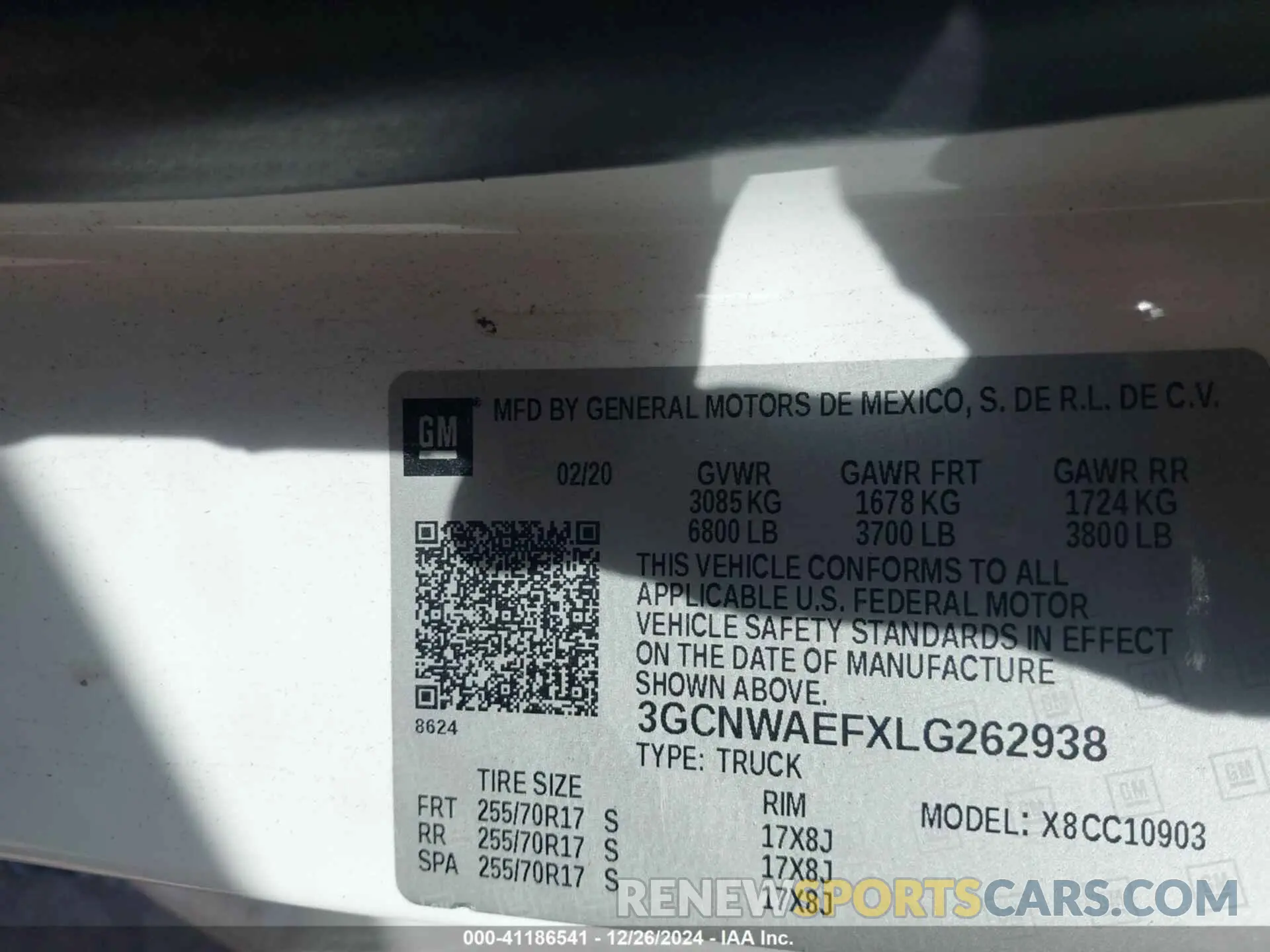 9 Фотография поврежденного автомобиля 3GCNWAEFXLG262938 CHEVROLET SILVERADO 1500 2020
