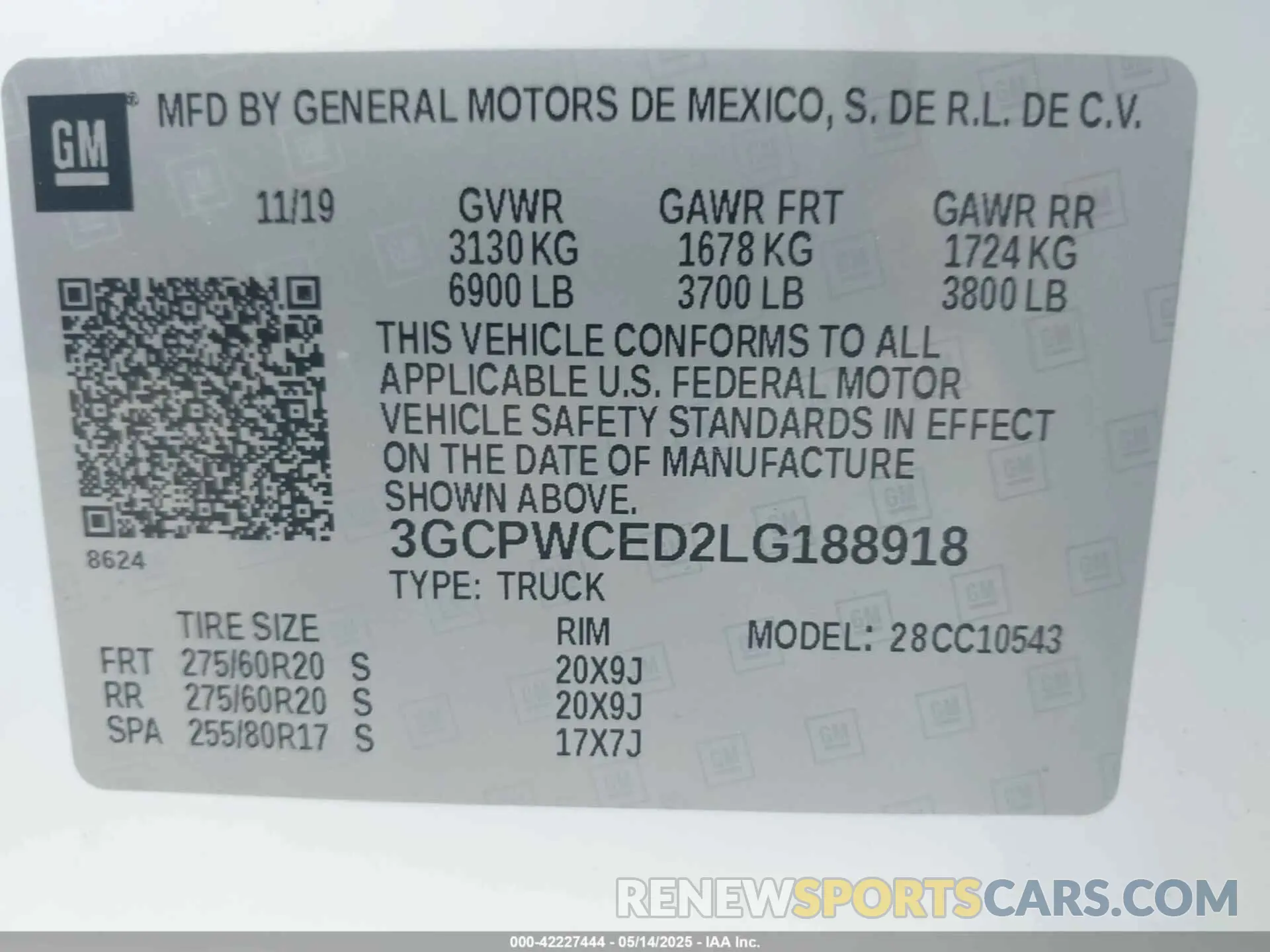 9 Photograph of a damaged car 3GCPWCED2LG188918 CHEVROLET SILVERADO 1500 2020