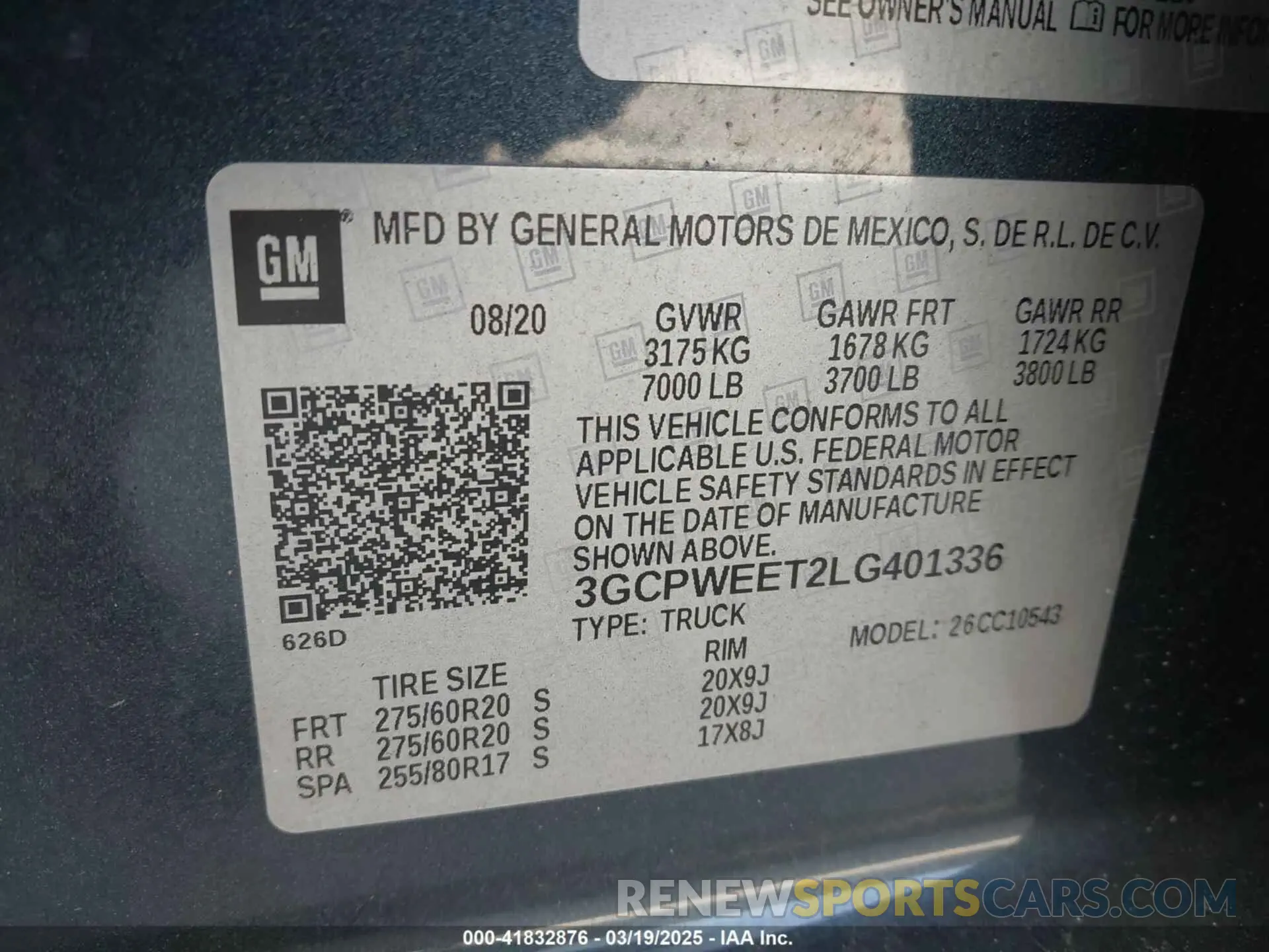 9 Фотография поврежденного автомобиля 3GCPWEET2LG401336 CHEVROLET SILVERADO 1500 2020