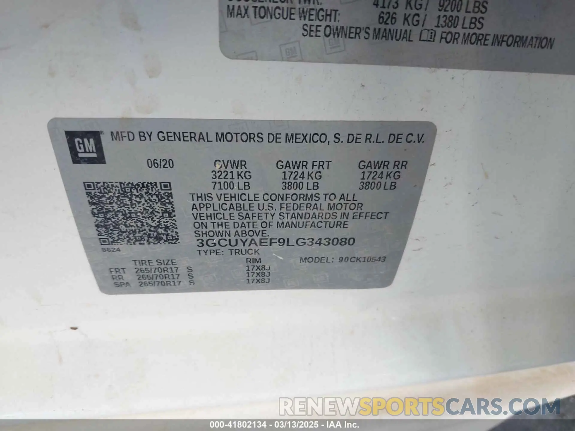 9 Photograph of a damaged car 3GCUYAEF9LG343080 CHEVROLET SILVERADO 1500 2020