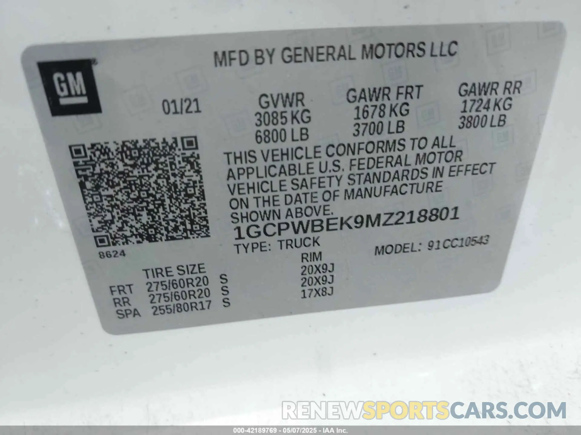 9 Фотография поврежденного автомобиля 1GCPWBEK9MZ218801 CHEVROLET SILVERADO 1500 2021