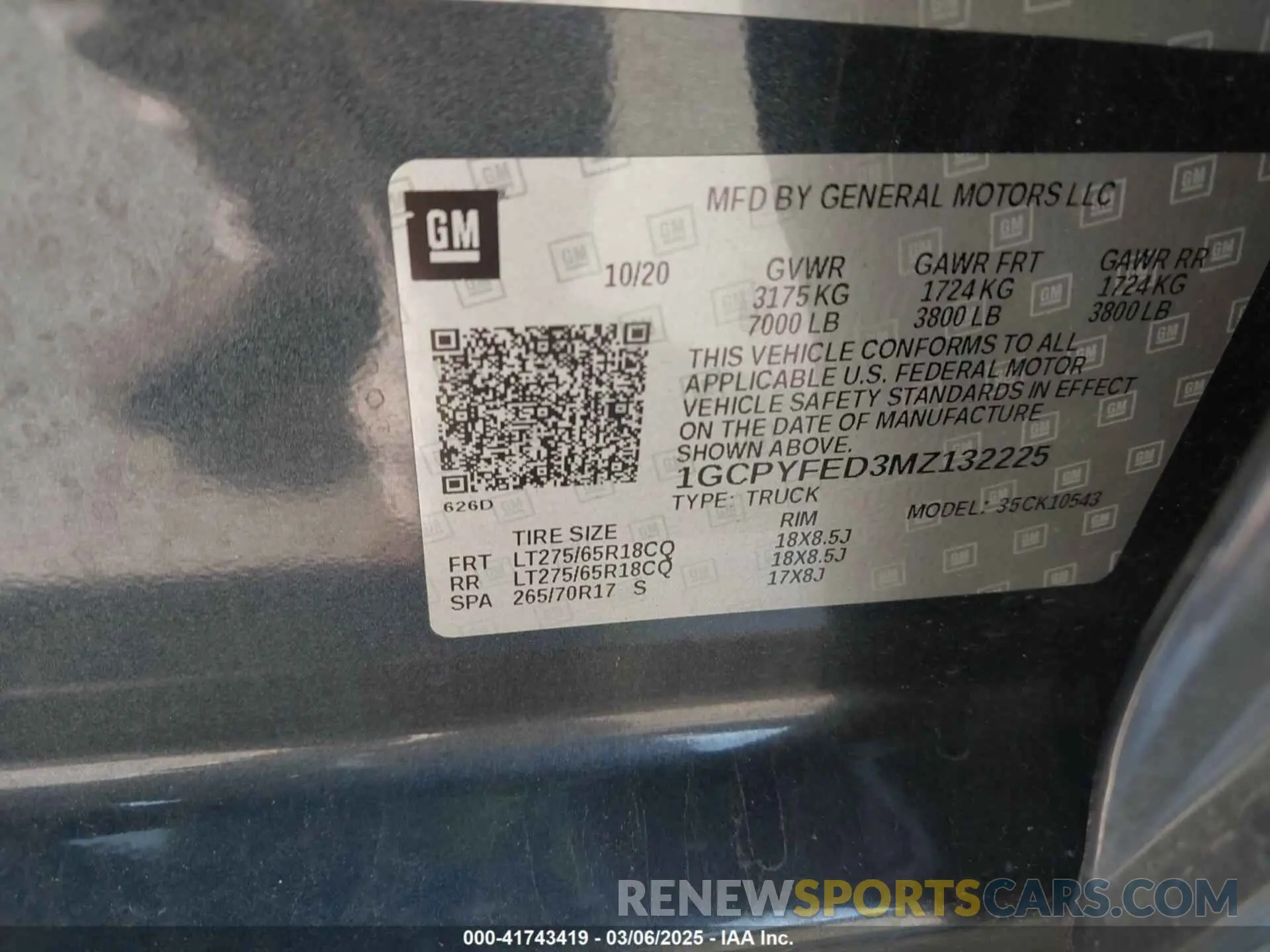 9 Фотография поврежденного автомобиля 1GCPYFED3MZ132225 CHEVROLET SILVERADO 1500 2021