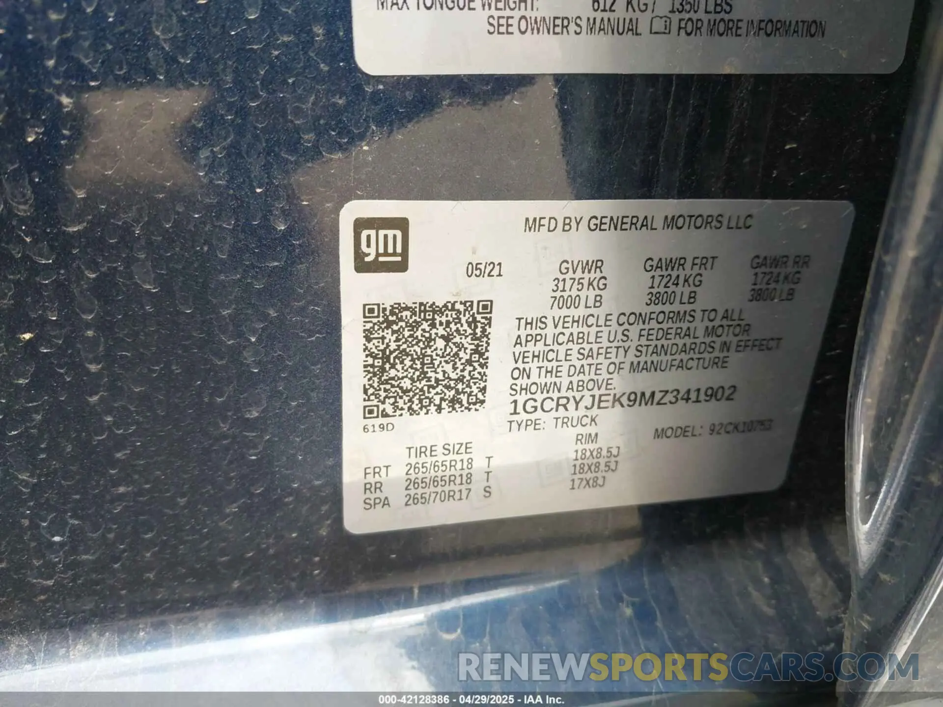 9 Фотография поврежденного автомобиля 1GCRYJEK9MZ341902 CHEVROLET SILVERADO 1500 2021