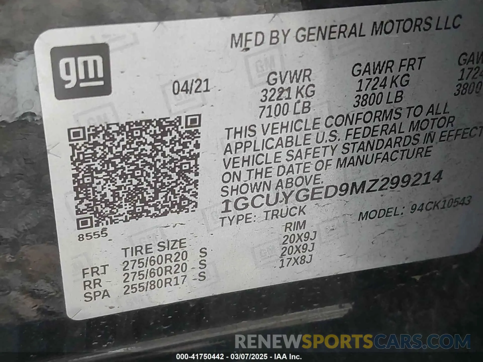 9 Фотография поврежденного автомобиля 1GCUYGED9MZ299214 CHEVROLET SILVERADO 1500 2021