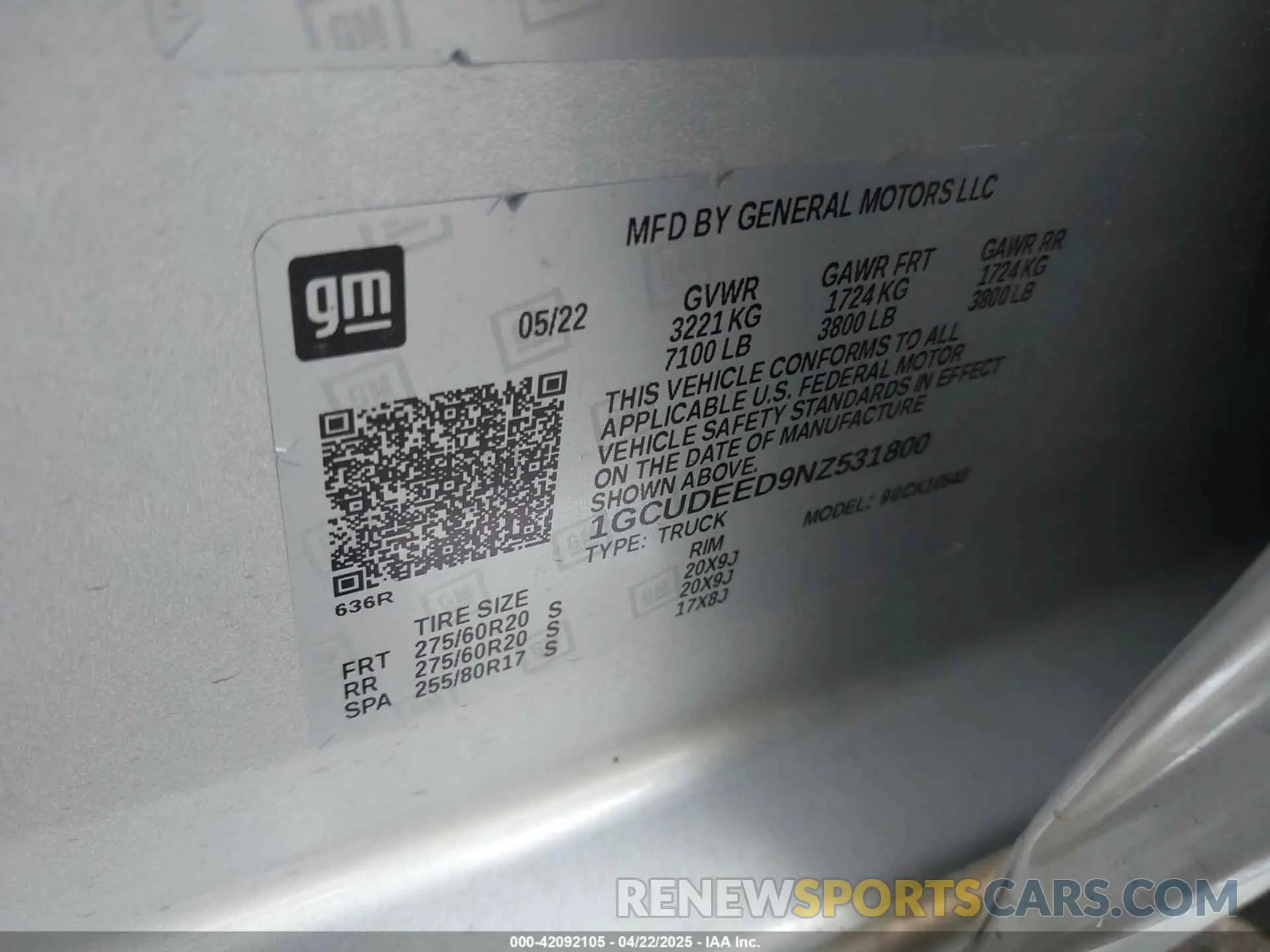 9 Фотография поврежденного автомобиля 1GCUDEED9NZ531800 CHEVROLET SILVERADO 1500 2022