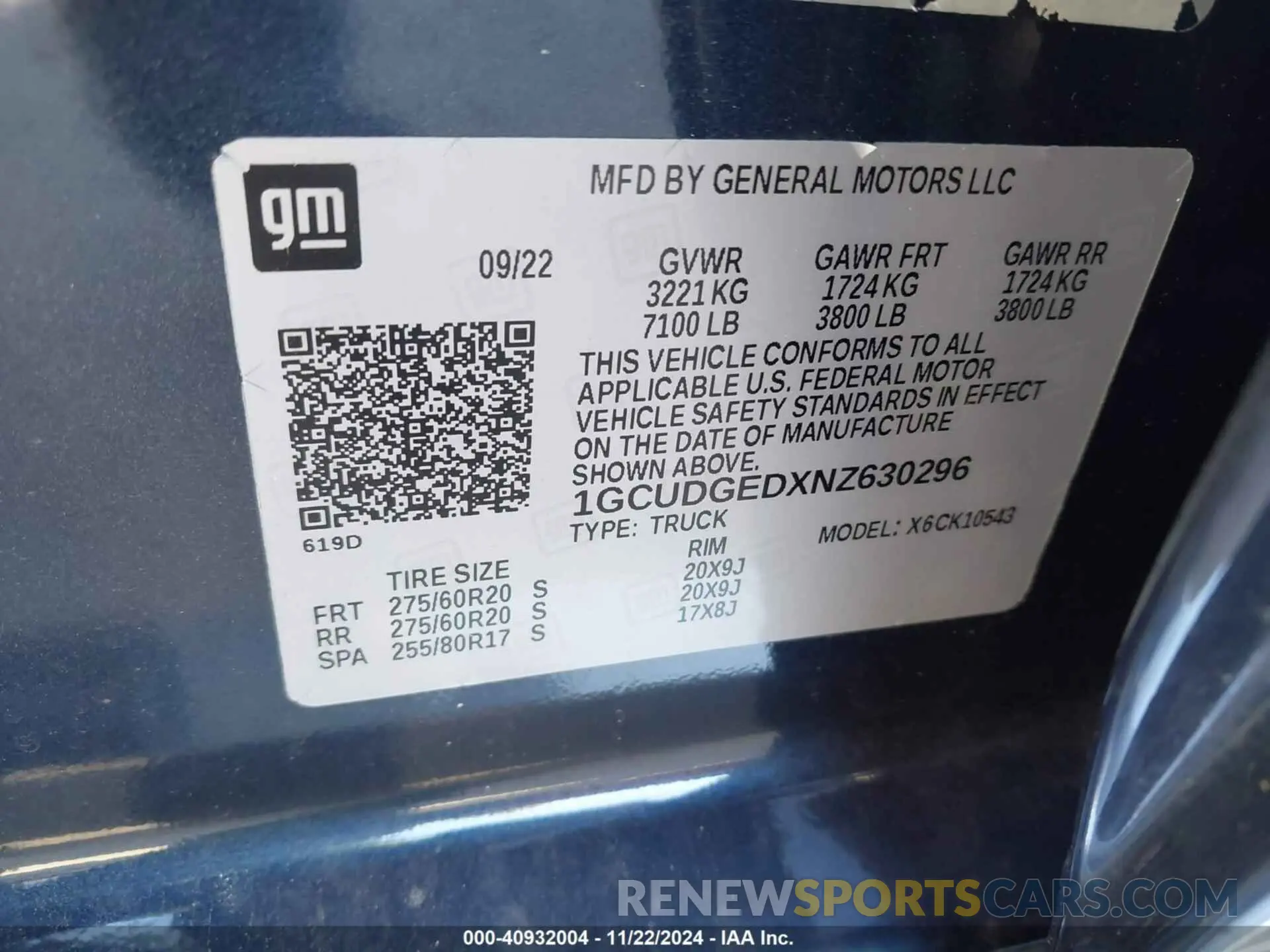 9 Фотография поврежденного автомобиля 1GCUDGEDXNZ630296 CHEVROLET SILVERADO 1500 2022