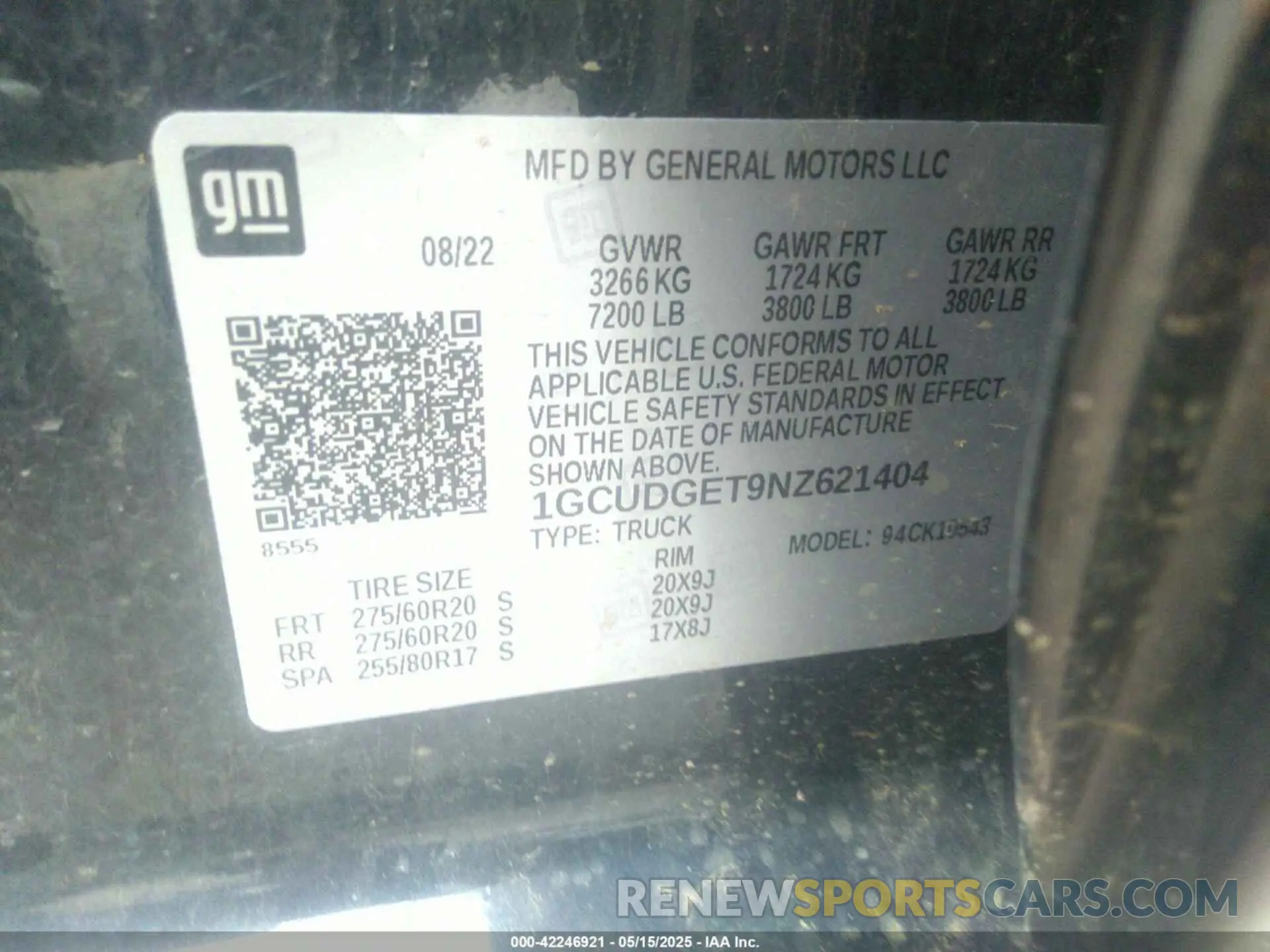 9 Фотография поврежденного автомобиля 1GCUDGET9NZ621404 CHEVROLET SILVERADO 1500 2022