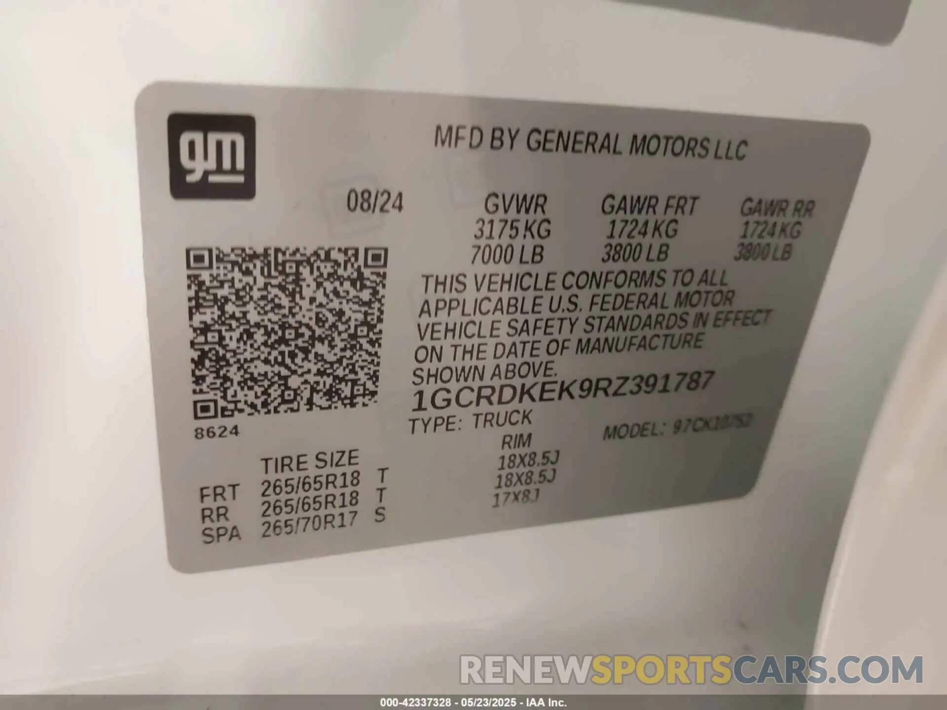 9 Photograph of a damaged car 1GCRDKEK9RZ391787 CHEVROLET SILVERADO 1500 2024