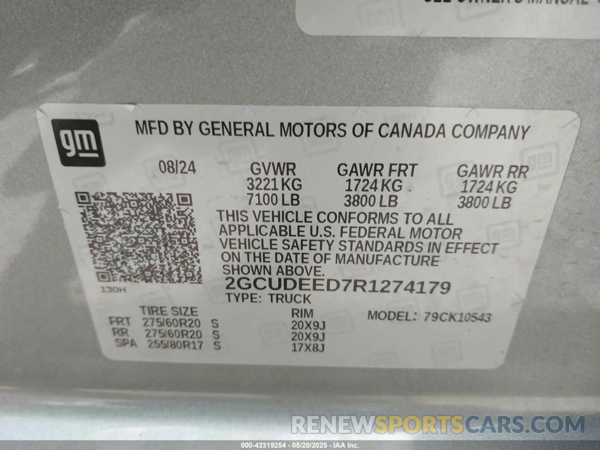 9 Photograph of a damaged car 2GCUDEED7R1274179 CHEVROLET SILVERADO 1500 2024
