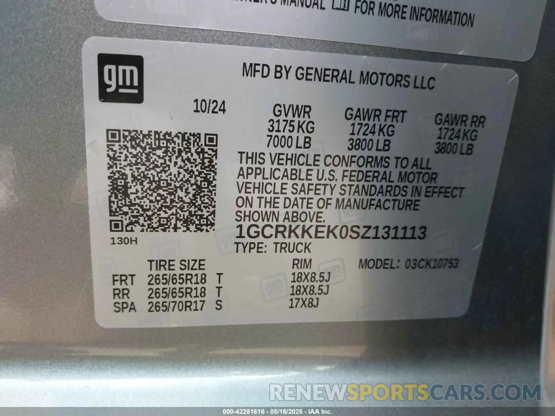 9 Фотография поврежденного автомобиля 1GCRKKEK0SZ131113 CHEVROLET SILVERADO 1500 2025