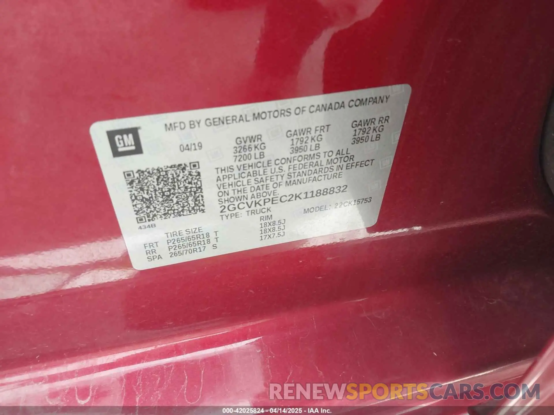 9 Photograph of a damaged car 2GCVKPEC2K1188832 CHEVROLET SILVERADO 1500 LD 2019