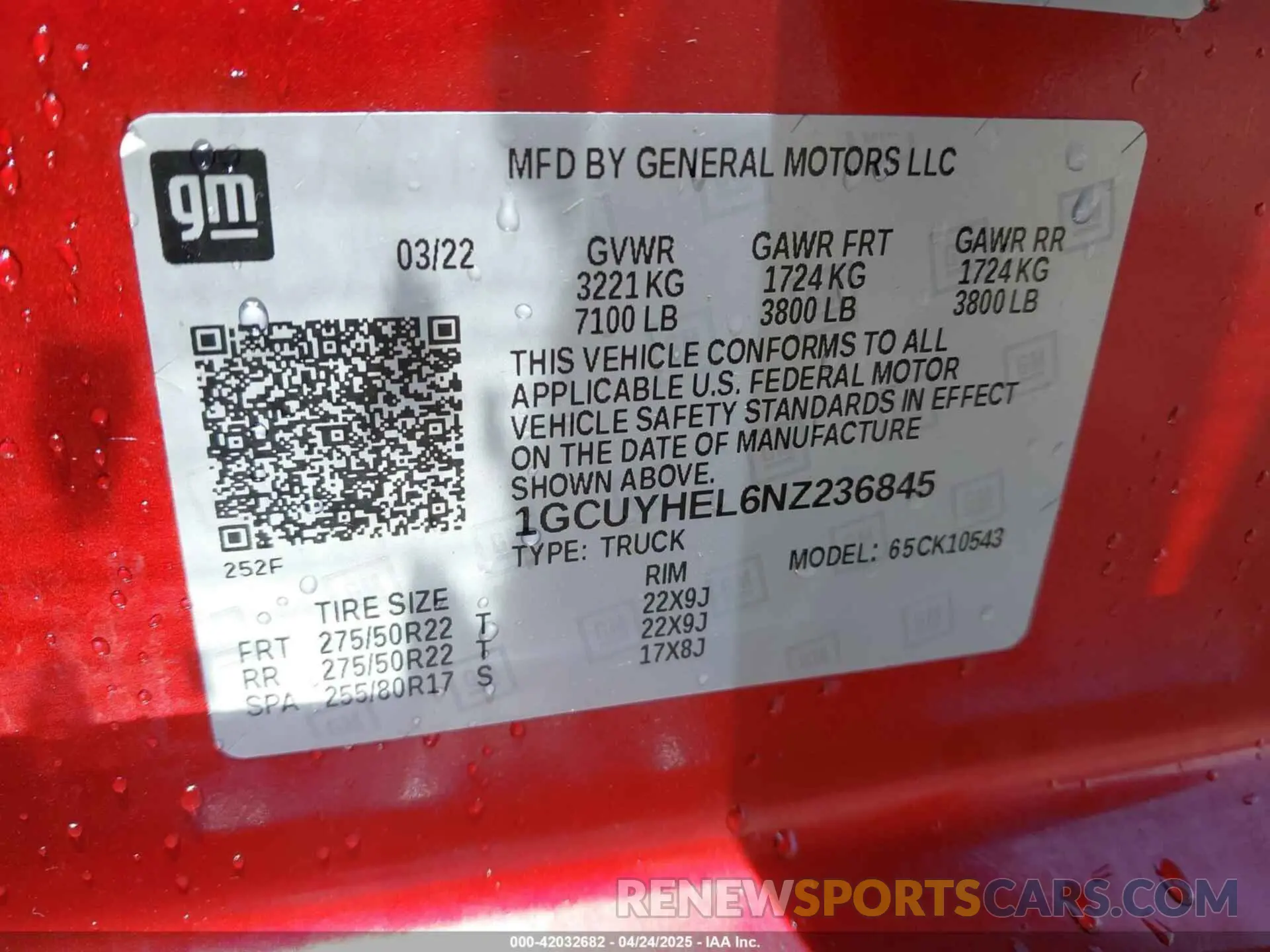 9 Photograph of a damaged car 1GCUYHEL6NZ236845 CHEVROLET SILVERADO 1500 LTD 2022