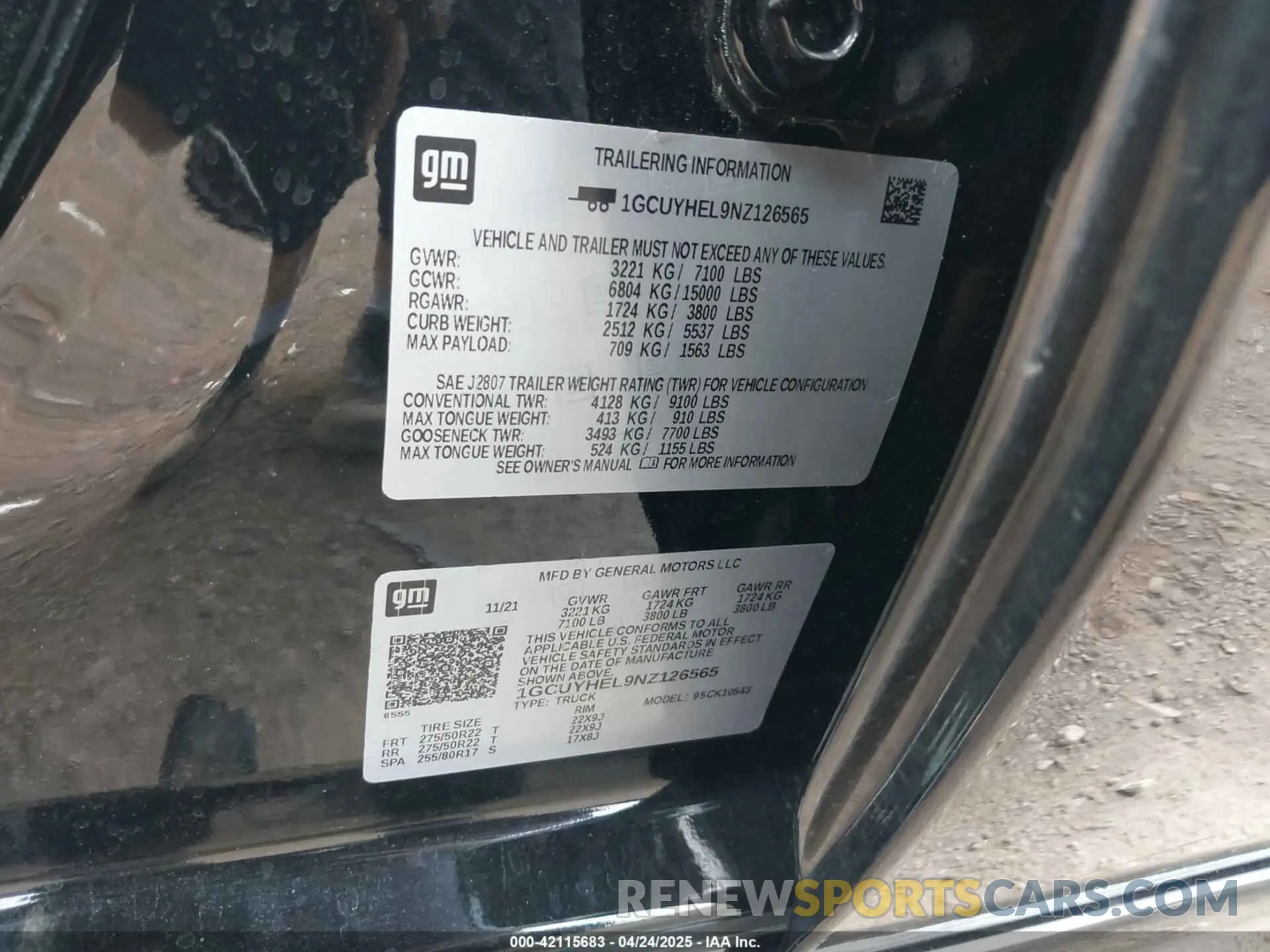 9 Фотография поврежденного автомобиля 1GCUYHEL9NZ126565 CHEVROLET SILVERADO 1500 LTD 2022