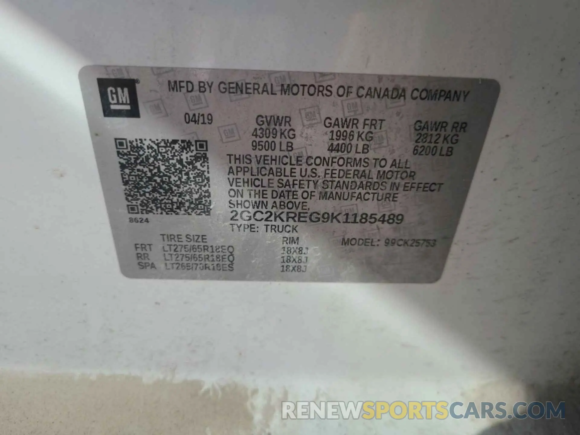 19 Фотография поврежденного автомобиля 2GC2KREG9K1185489 CHEVROLET SILVERADO 2019