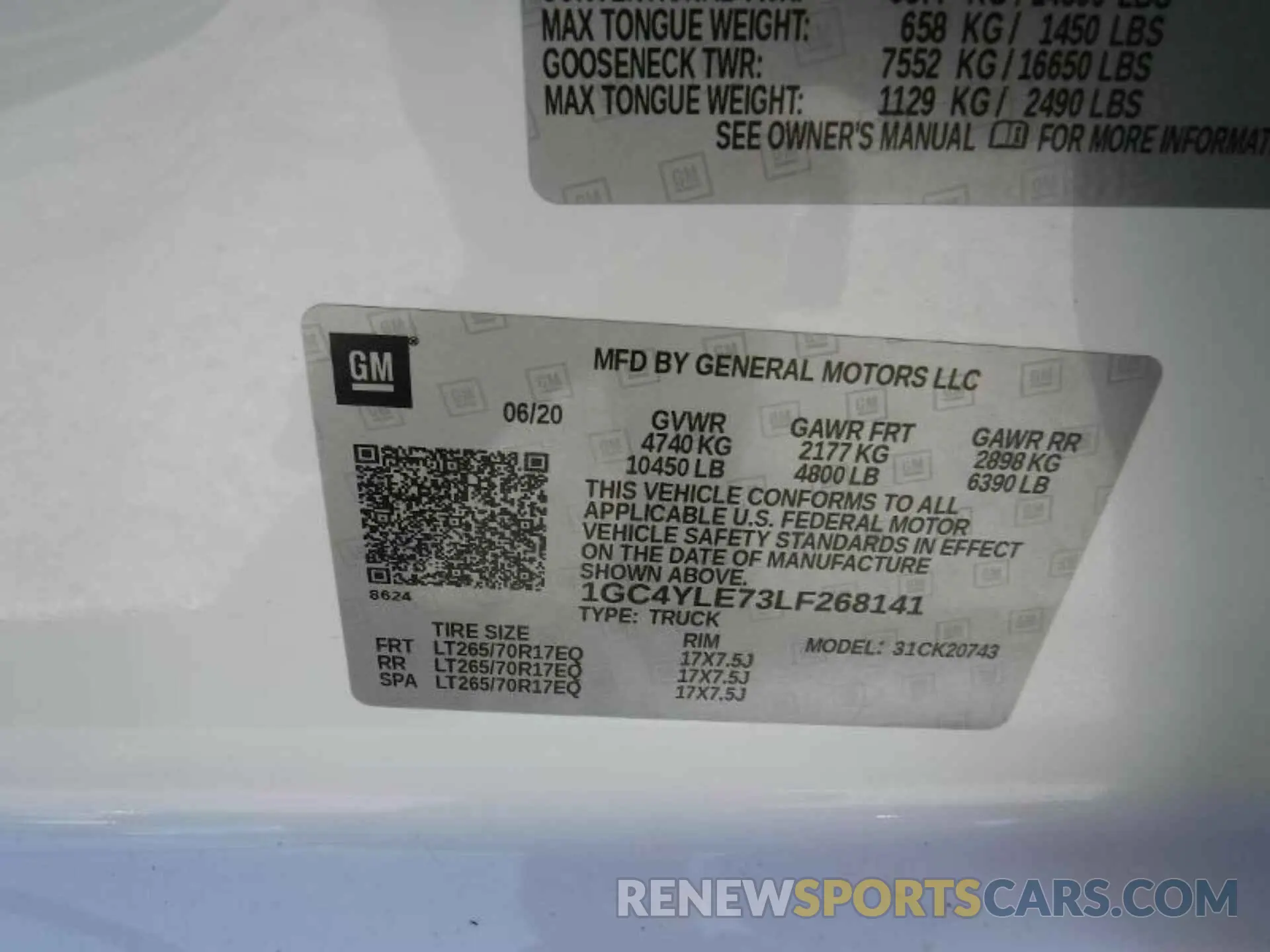 3 Photograph of a damaged car 1GC4YLE73LF268141 CHEVROLET SILVERADO 2020