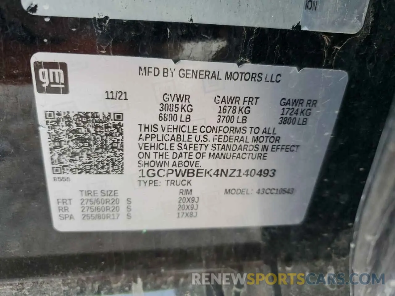 12 Photograph of a damaged car 1GCPWBEK4NZ140493 CHEVROLET SILVERADO 2022