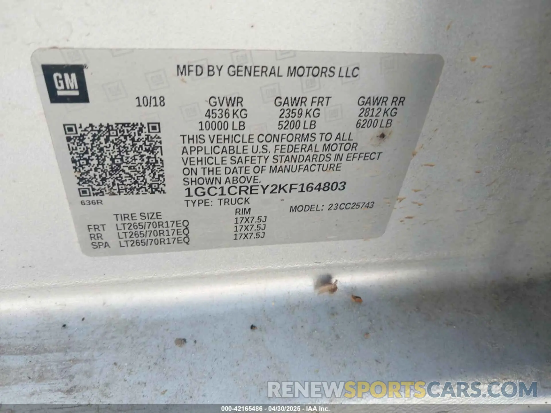 9 Photograph of a damaged car 1GC1CREY2KF164803 CHEVROLET SILVERADO 2500HD 2019