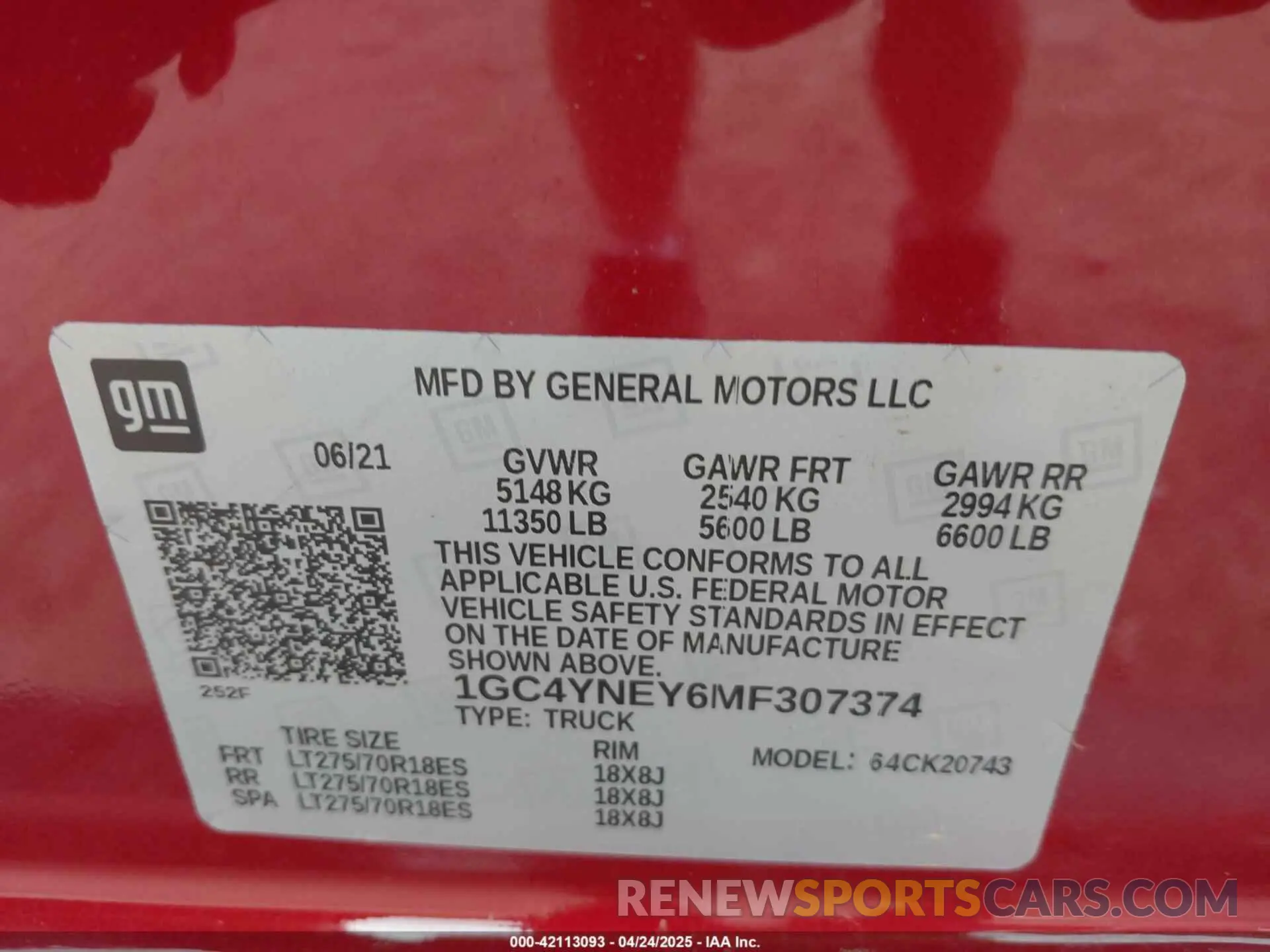 9 Photograph of a damaged car 1GC4YNEY6MF307374 CHEVROLET SILVERADO 2500HD 2021