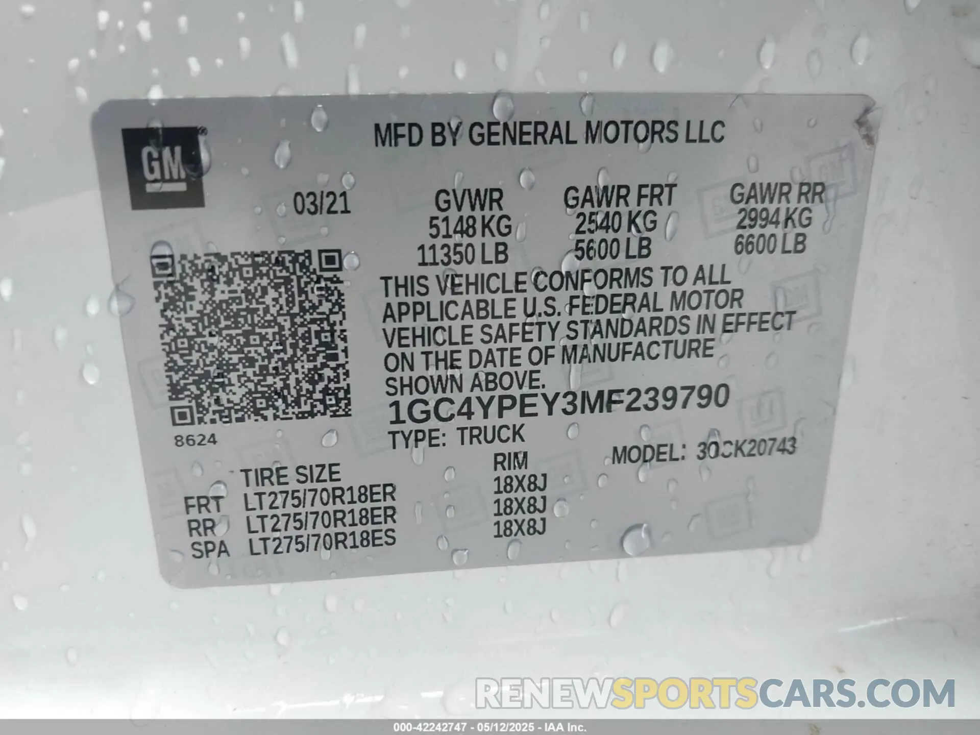 8 Фотография поврежденного автомобиля 1GC4YPEY3MF239790 CHEVROLET SILVERADO 2500HD 2021