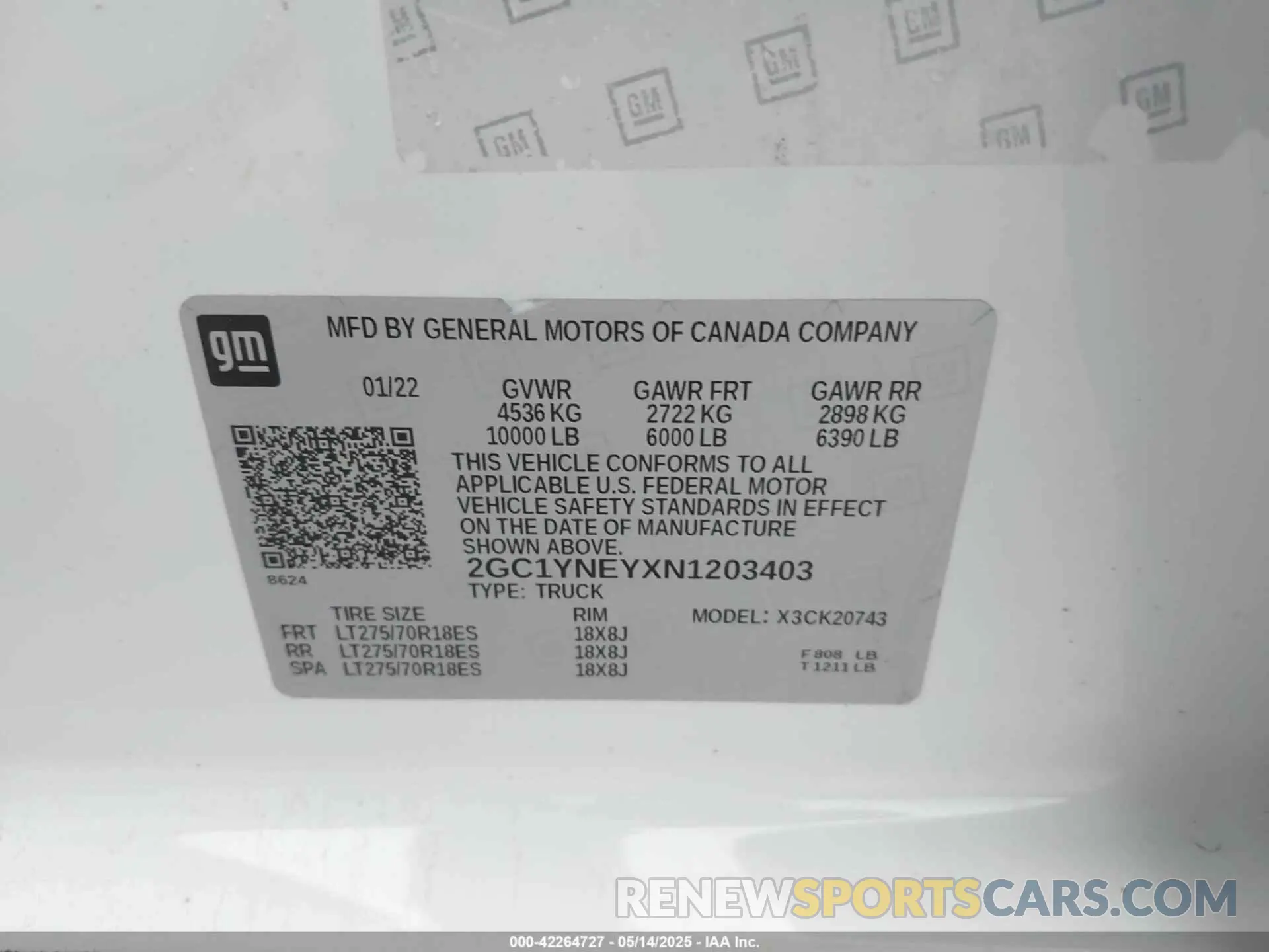 9 Фотография поврежденного автомобиля 2GC1YNEYXN1203403 CHEVROLET SILVERADO 2500HD 2022