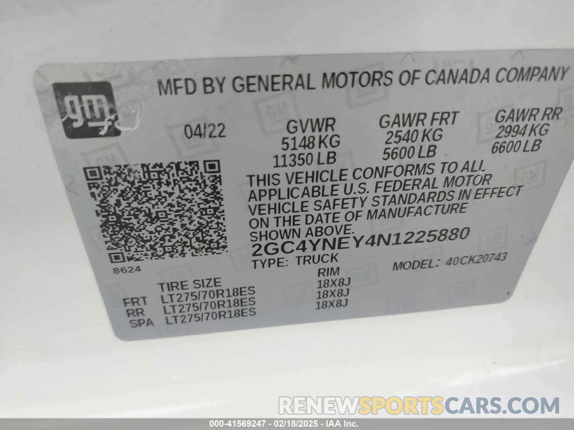 8 Фотография поврежденного автомобиля 2GC4YNEY4N1225880 CHEVROLET SILVERADO 2500HD 2022
