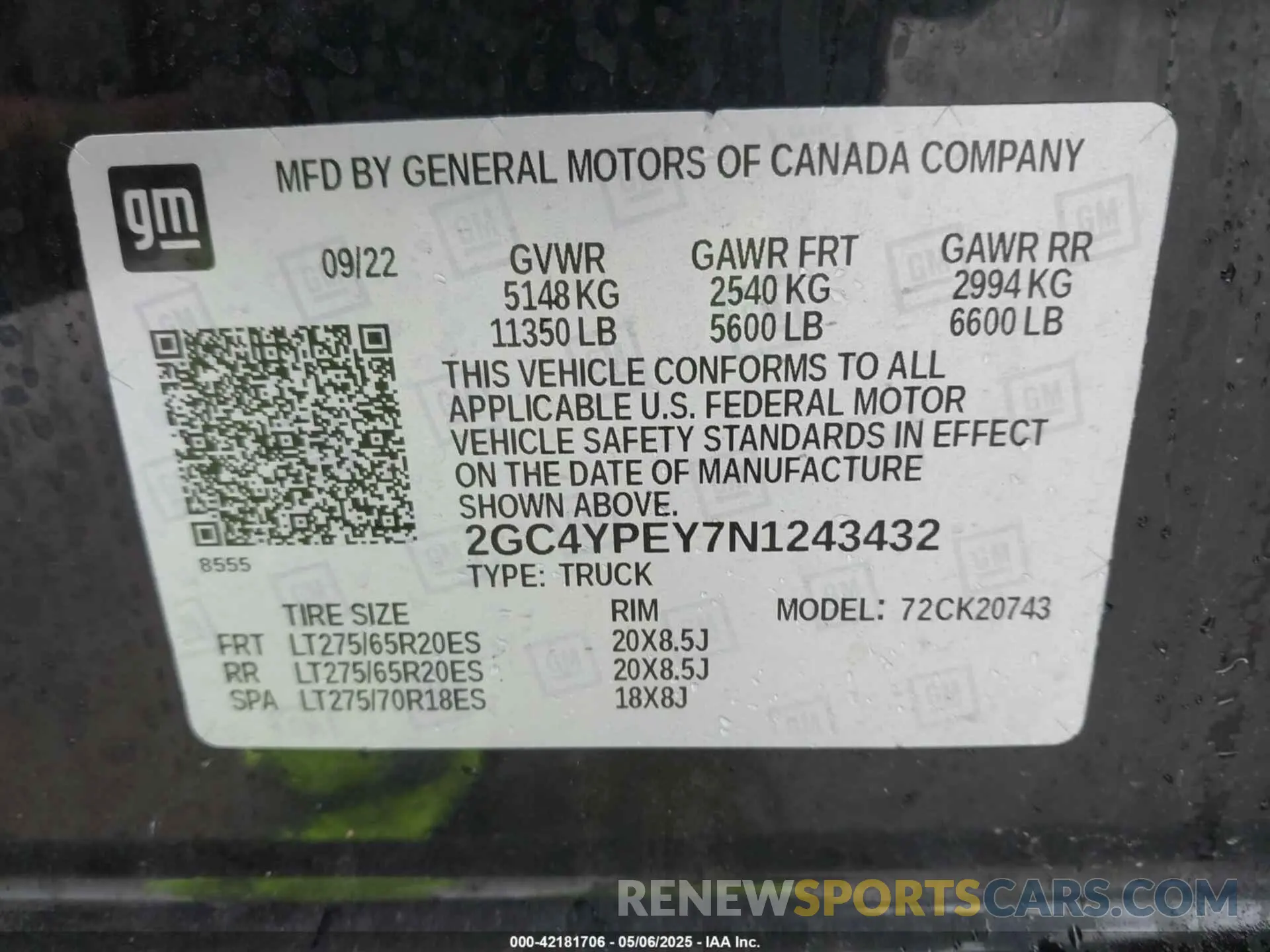 8 Photograph of a damaged car 2GC4YPEY7N1243432 CHEVROLET SILVERADO 2500HD 2022