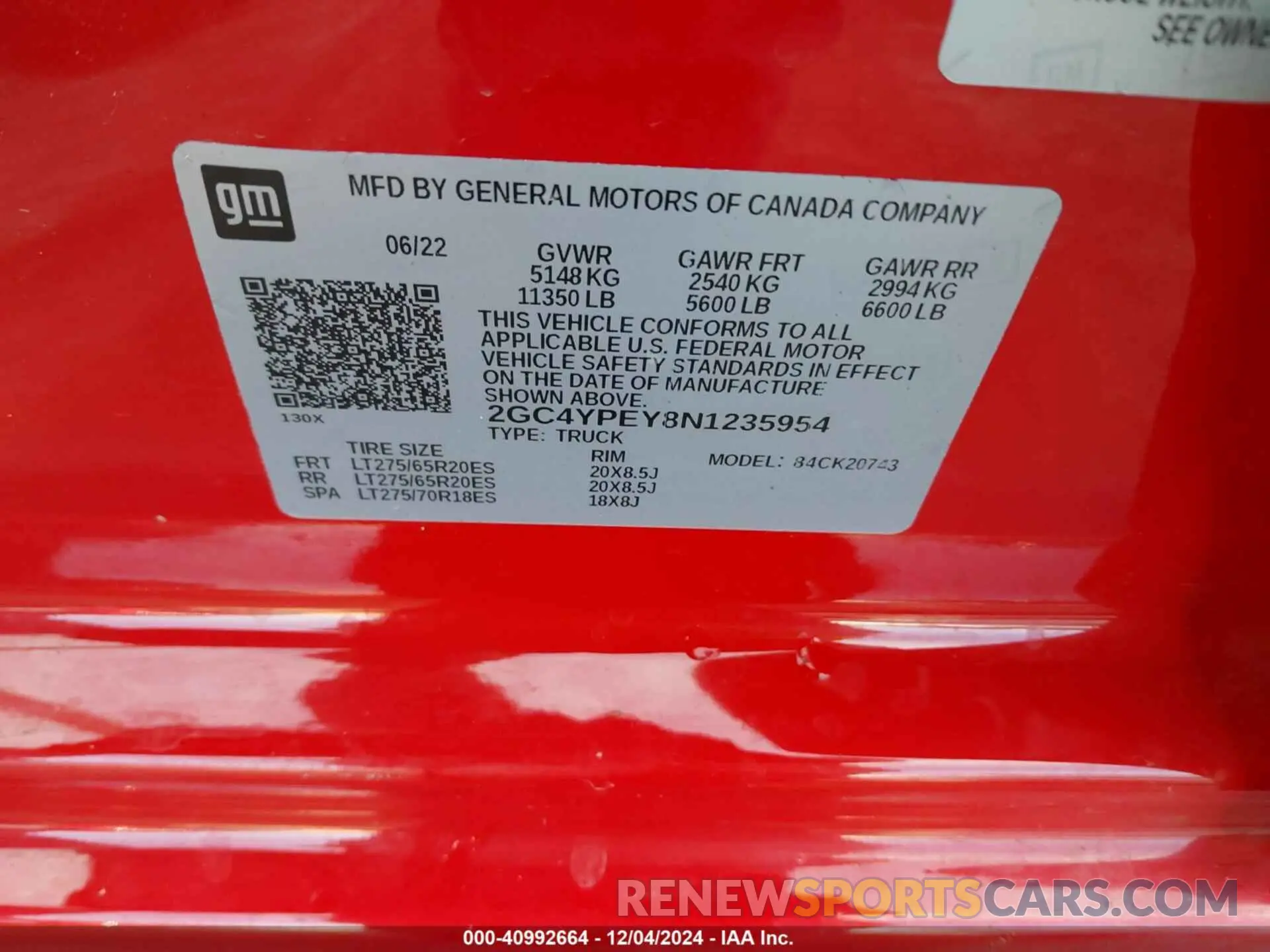 9 Photograph of a damaged car 2GC4YPEY8N1235954 CHEVROLET SILVERADO 2500HD 2022