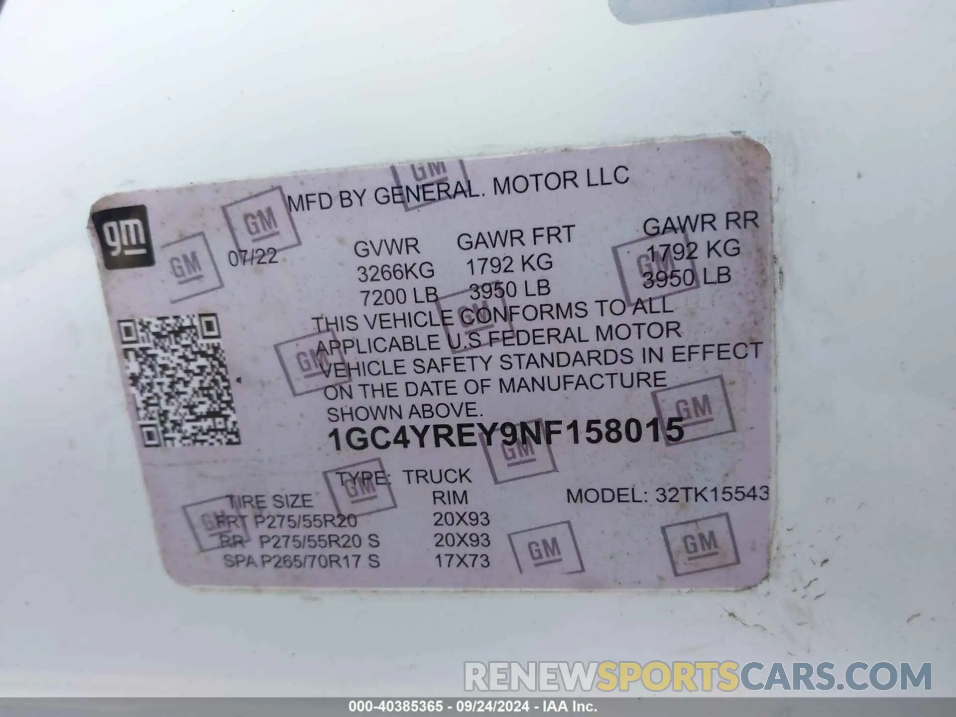 7 Фотография поврежденного автомобиля 2GC4YREYXN1245607 CHEVROLET SILVERADO 2500HD 2022