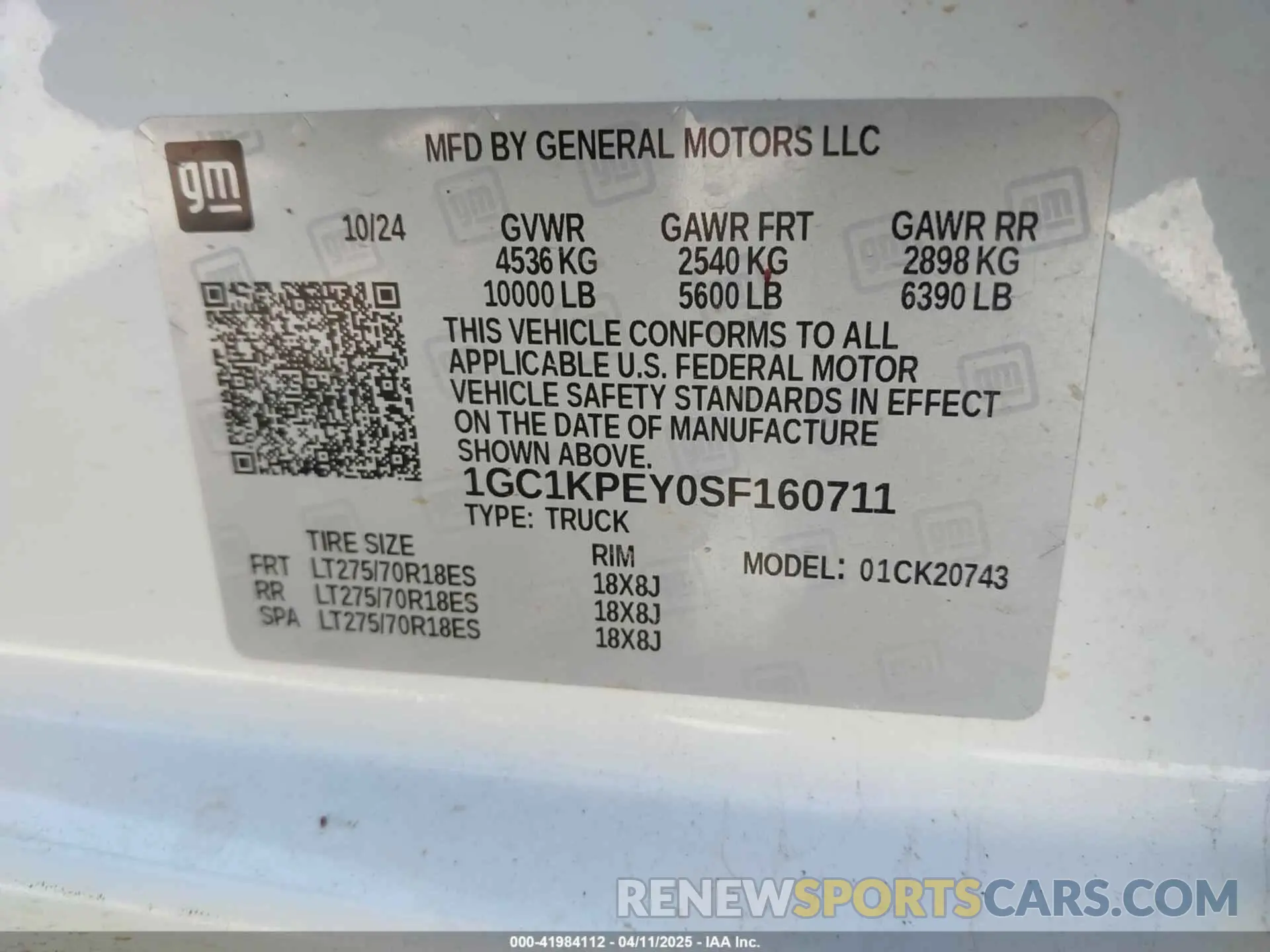 9 Фотография поврежденного автомобиля 1GC1KPEY0SF160711 CHEVROLET SILVERADO 2500HD 2025
